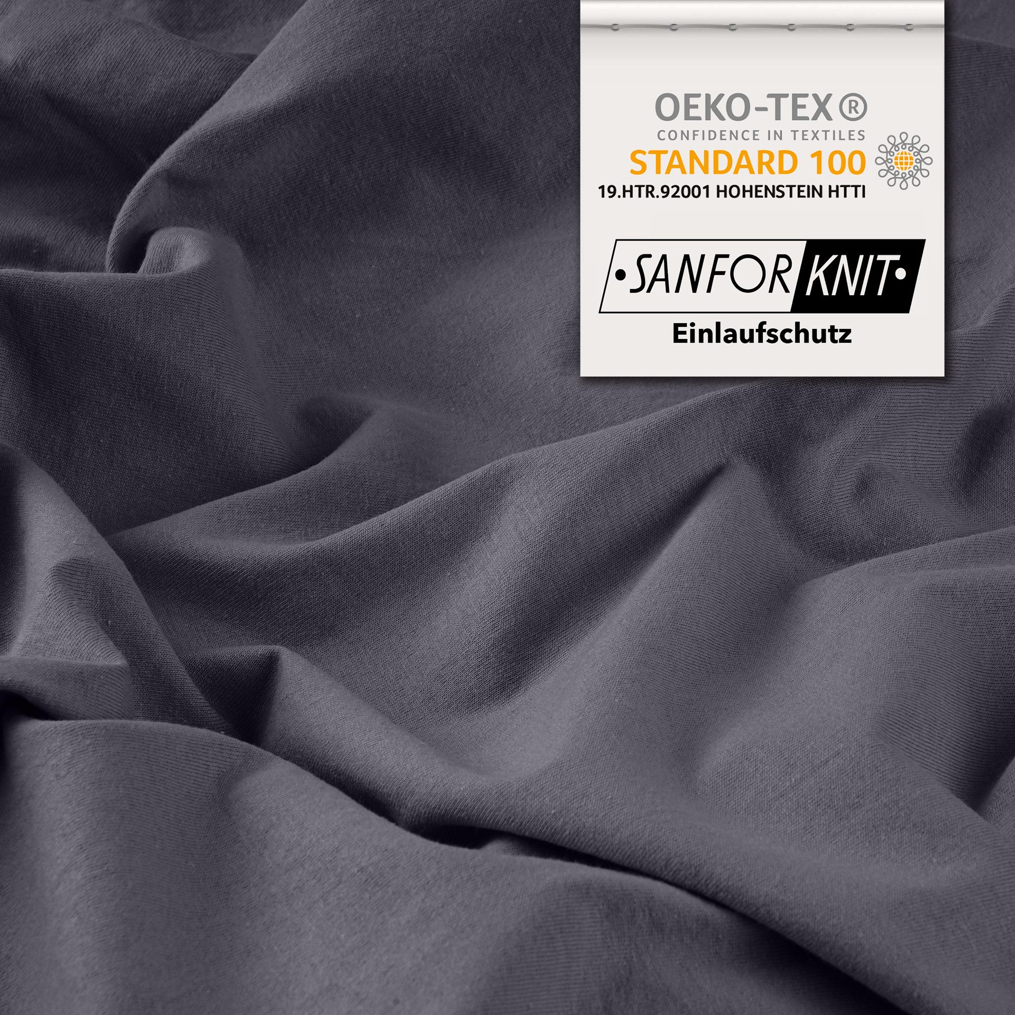STUDIO Spannbettlaken Premium, 170 g/m², viele Größen, OEKO-TEX 100, Jersey, Gummizug: rundum, (1 Stück), 90x200 - 100x220cm Bettlaken Spannbetttuch bis 35cm Höhe Grau