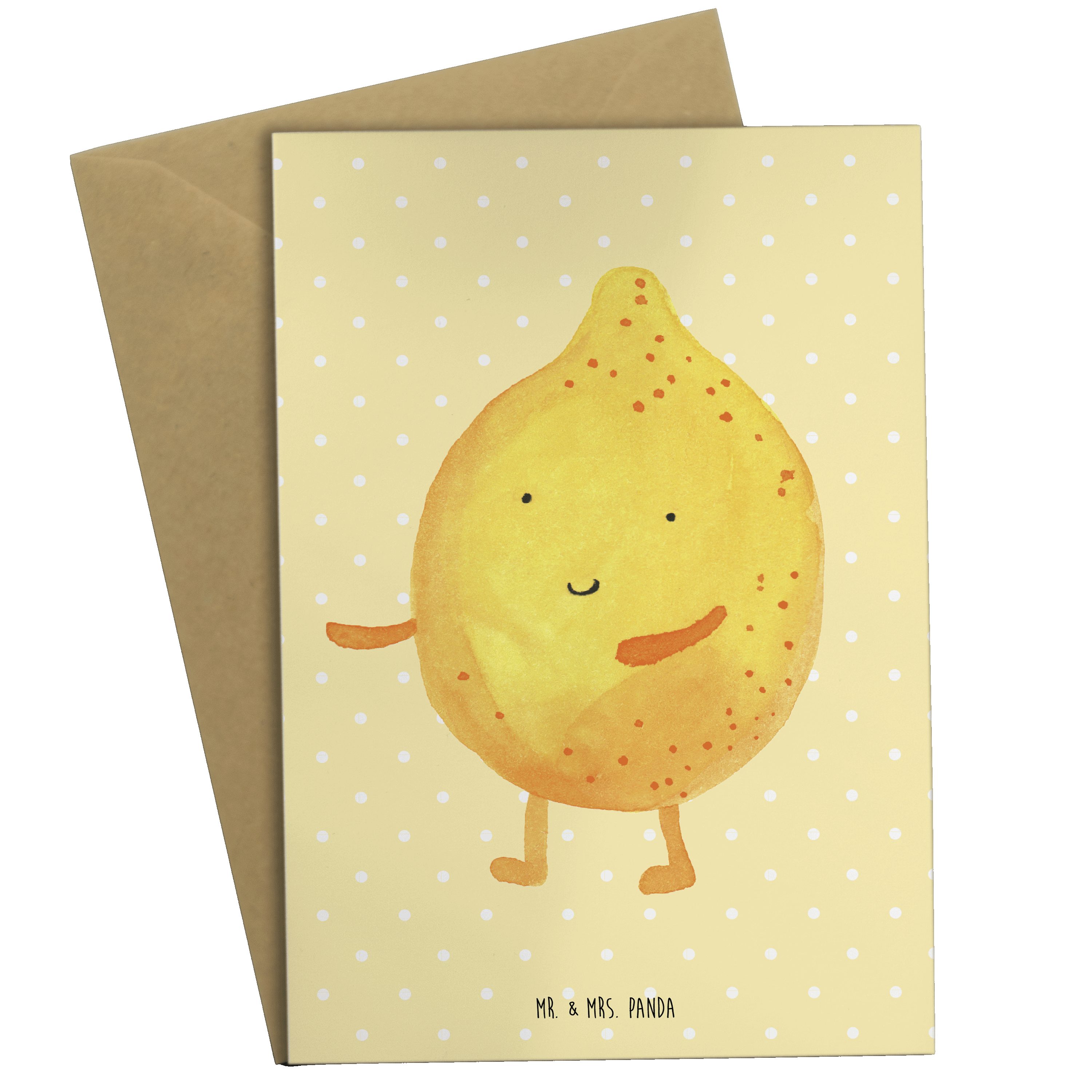 Mr. & Mrs. Panda Grußkarte BestFriends-Lemon - Gelb Pastell - Geschenk, Geburtstagskarte, Einlad