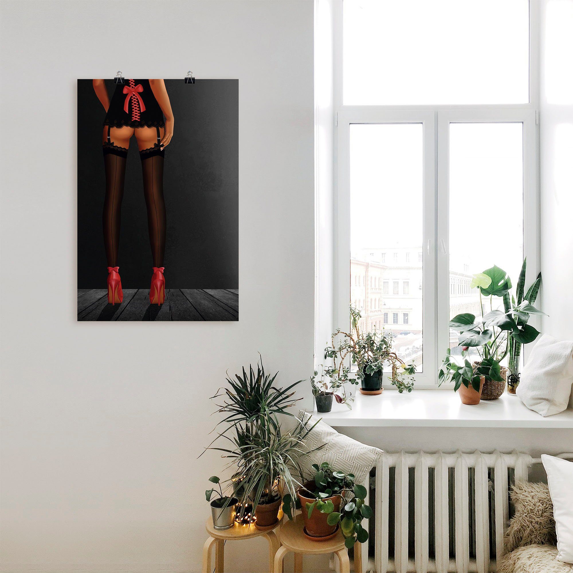 versch. Alubild, oder Beine Wandaufkleber in (1 High Größen Leinwandbild, St), in Artland Wandbild Sexy als Frau Heels, Poster