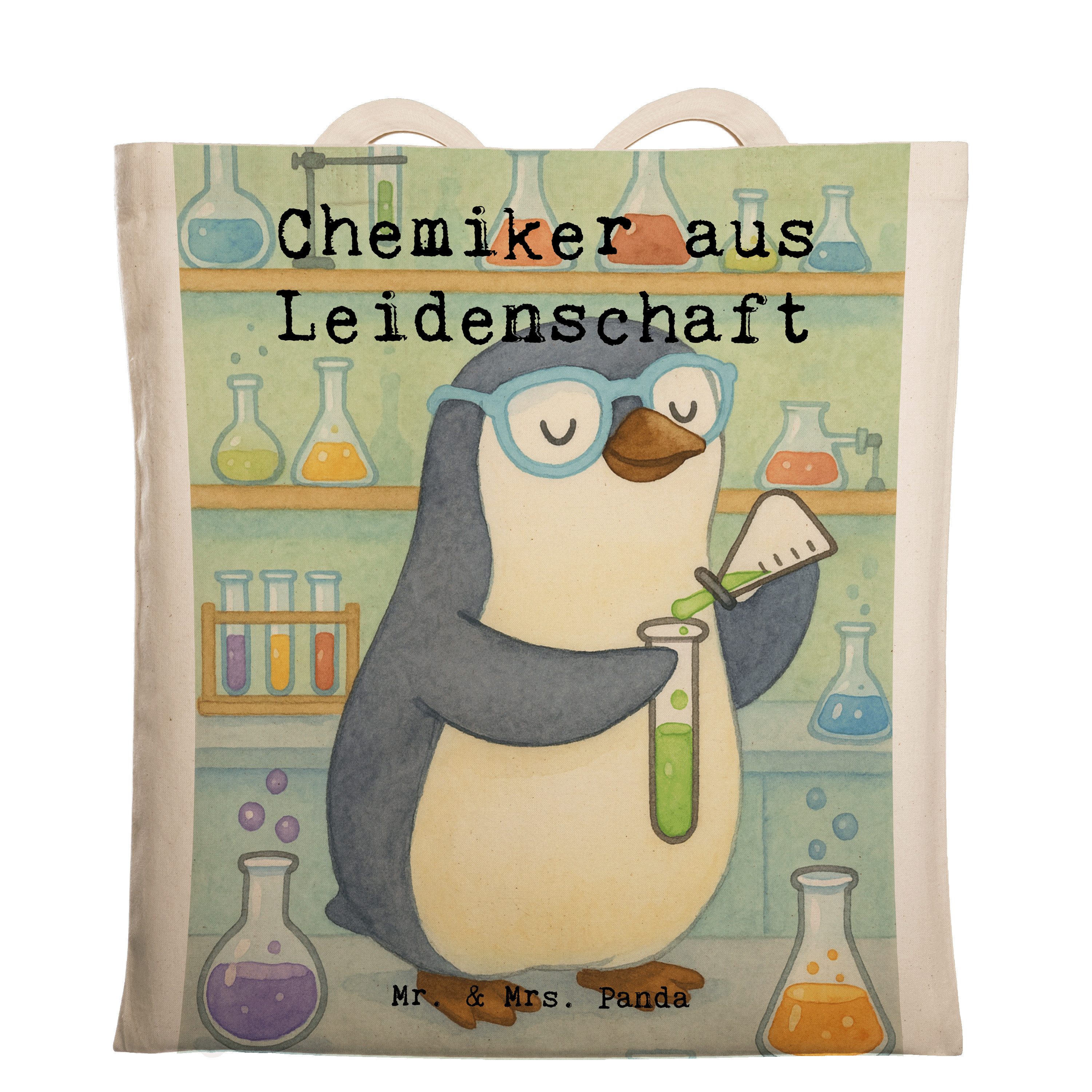 Mr. & Mrs. Panda Tragetasche Chemiker Leidenschaft Design, Schultasche, Weiß, Beruf, Labor, Laptop (Packung), Beruf Alltagstasche einkaufstasche baumwolle