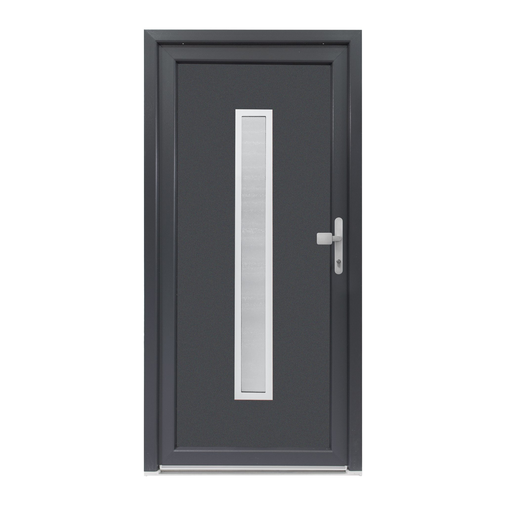 SN Deco Haustür Serena mit Edelstahlstoßgriff/Türknopf, 980x2000 mm, Thermisch getrennte Alu-Bodenschwelle sowie Wetterschenkel