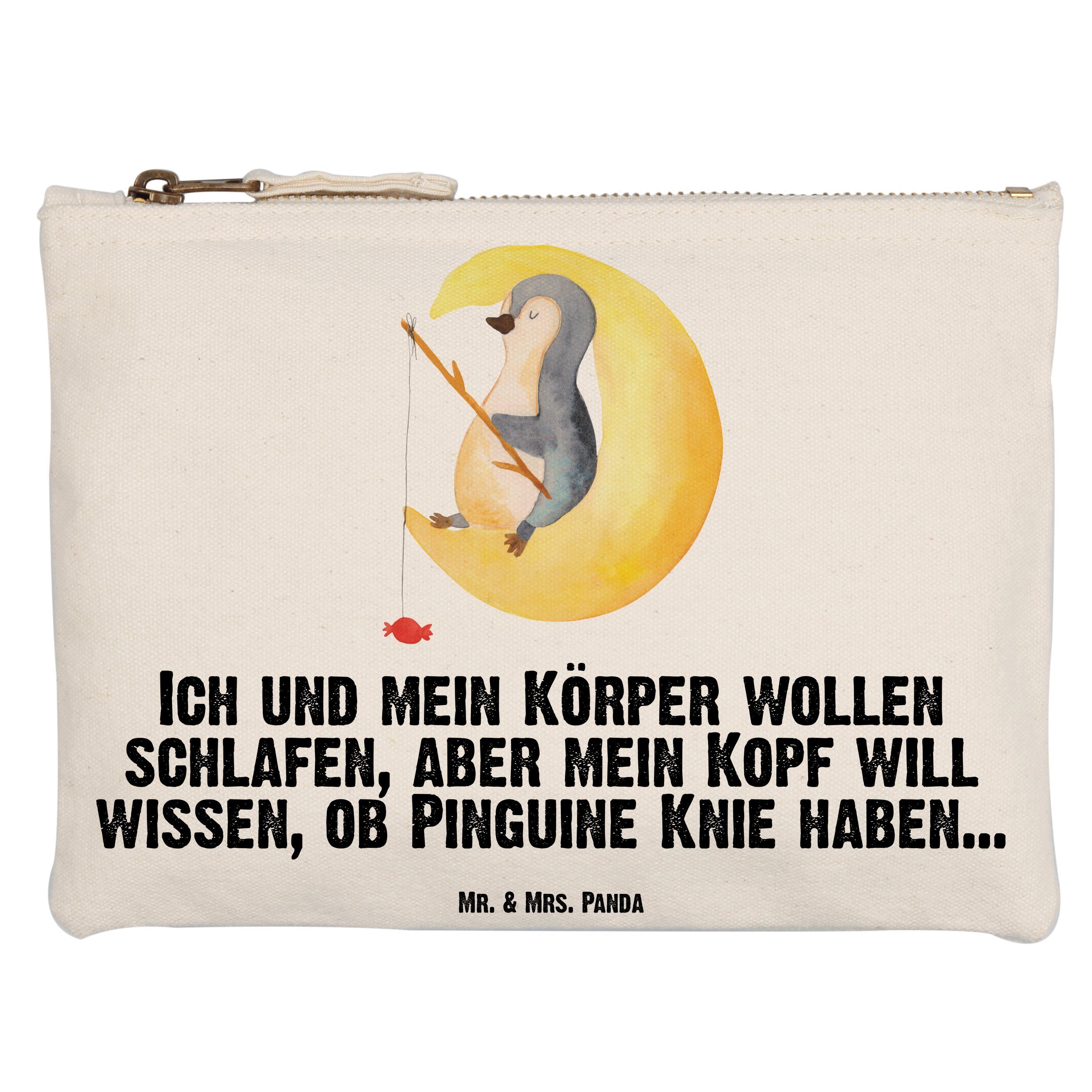 Mr. & Mrs. Panda Kosmetiktasche Grösse XL Große Pinguin Mond - Weiß - Geschenk, Schlamperetui, müde, (1-tlg)