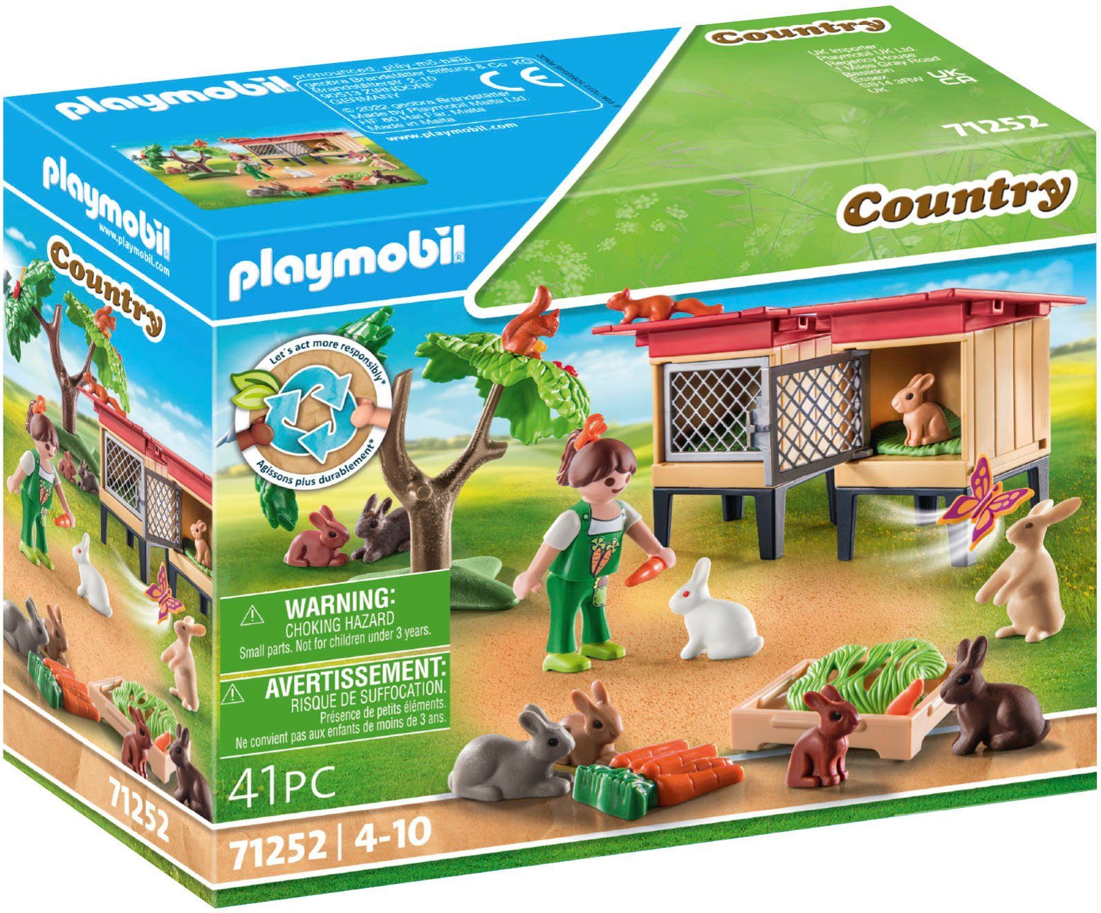 Playmobil® Konstruktions-Spielset Kaninchenstall (71252), Country, Europe Made teilweise Material; recyceltem aus in