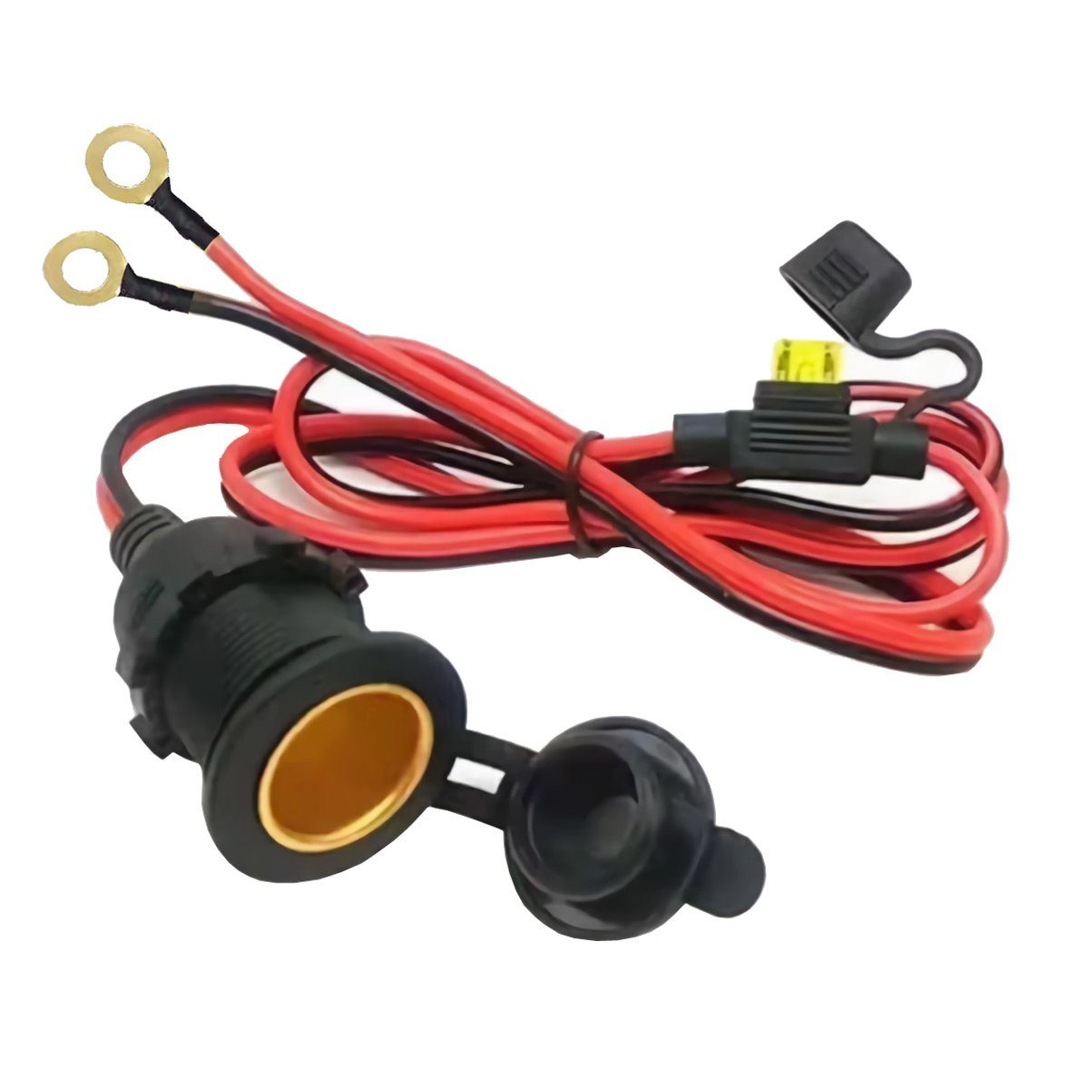 Bolwins O46C 3m Wasserdicht Steckdose KFZ Zigarettenanzünder Kabel + Sicherung Autoladekabel, Zigarettenanzünder-Stecker, Zigarettenanzünder-Buchse (300 cm), Wasserdichte Zigarettenanzünderdose 12–24V