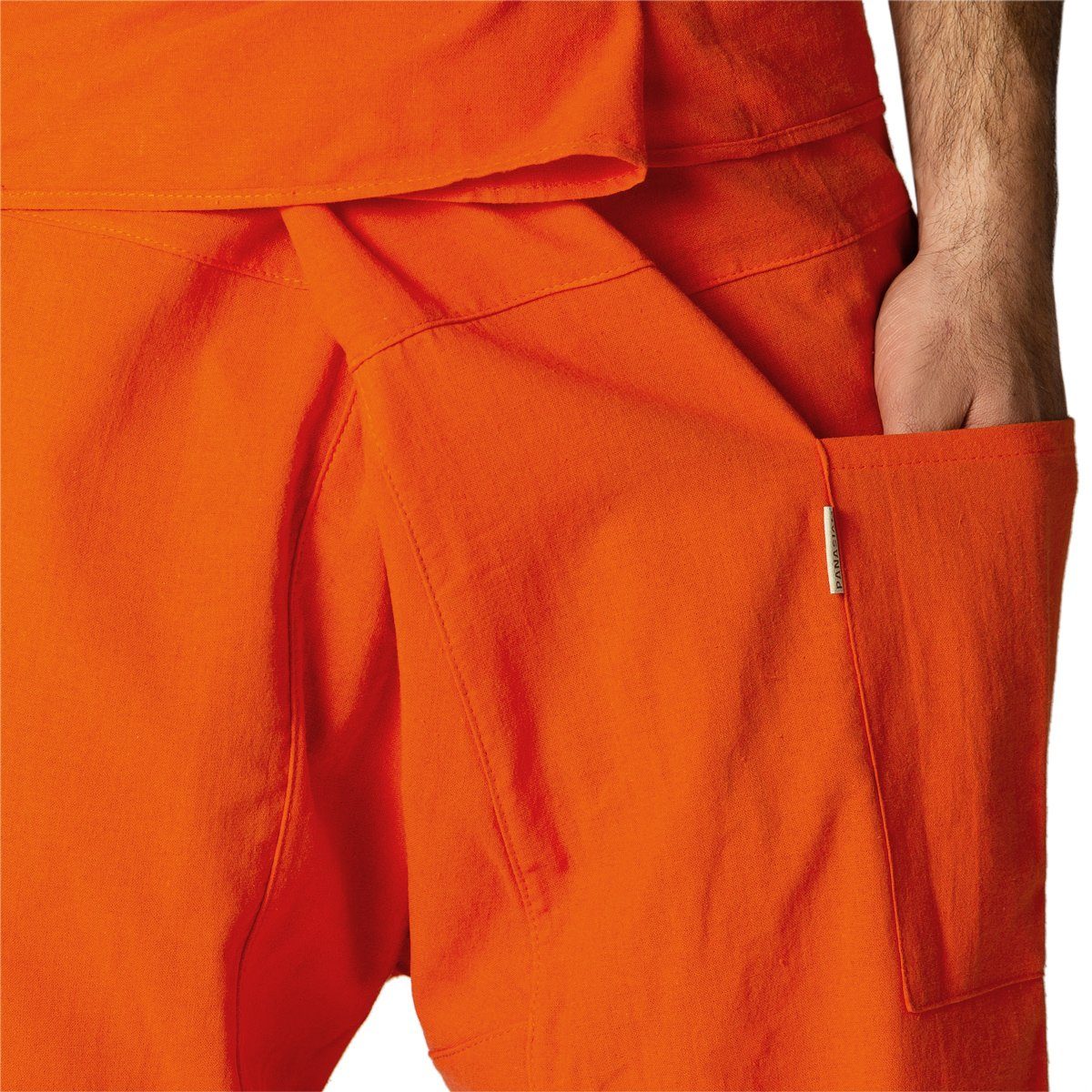Relaxhose Wellnesshose Wickelhose Thai Baumwolle loose Classic Unisex Yogahose als Freizeithose Orange PANASIAM bequeme fit Fischerhose aus