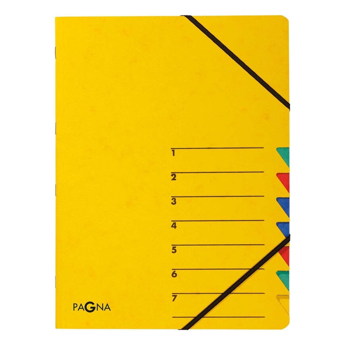 PAGNA Organisationsmappe Standard, Ordnungsmappe mit 7 Fächern, A4 gelb