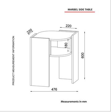 moebel17 Beistelltisch Beistelltisch Marbel Walnuss Marmor Optik, Sehr pflegeleicht