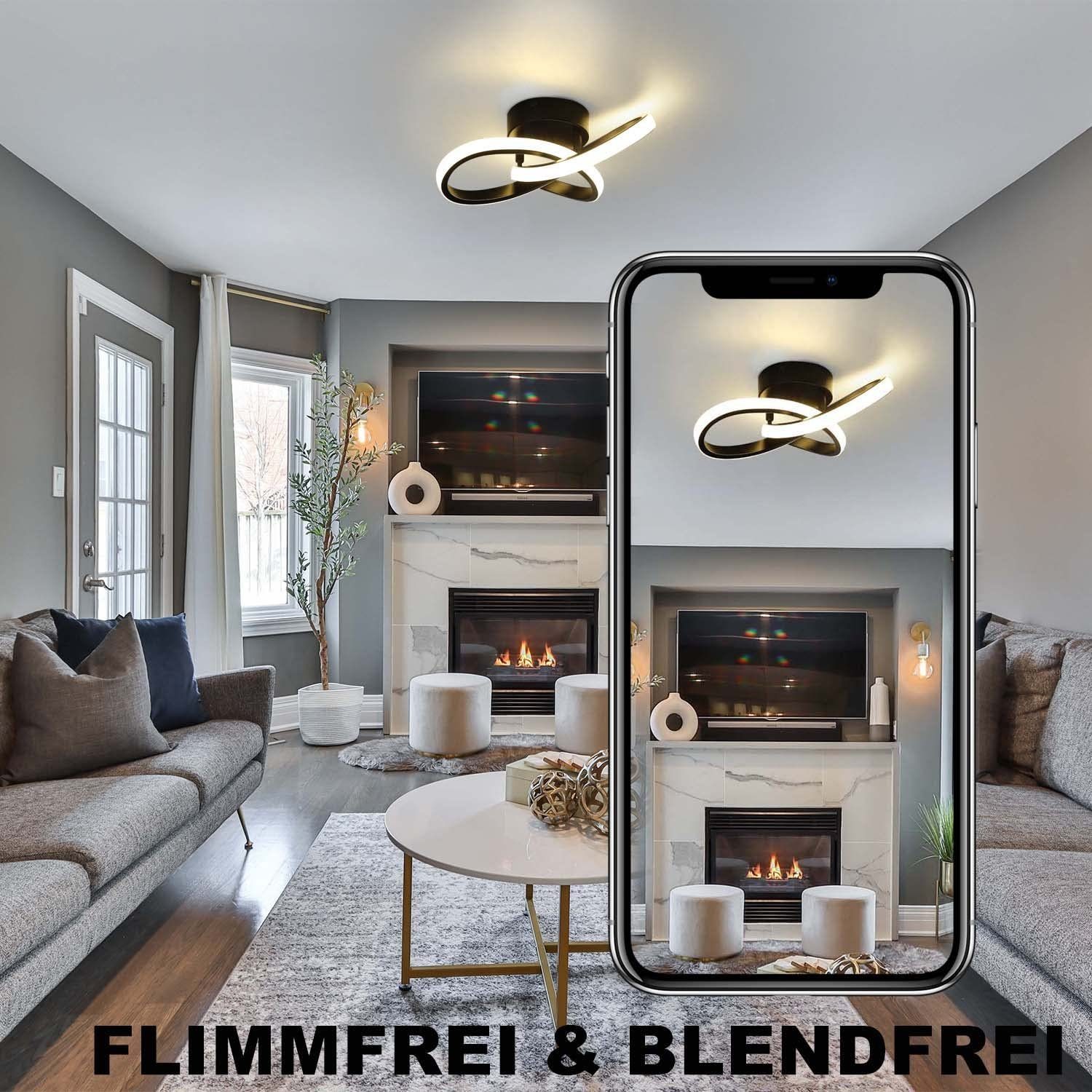 ZMH LED Deckenleuchte Wohnzimmer 3 Blatten verflochten 25/34/40CM Modern für Schlafzimmer, LED fest integriert, Warmweiß 3000K, 3000K, warmweiß, 24×24×12cm, ver – Bild 3 von 5