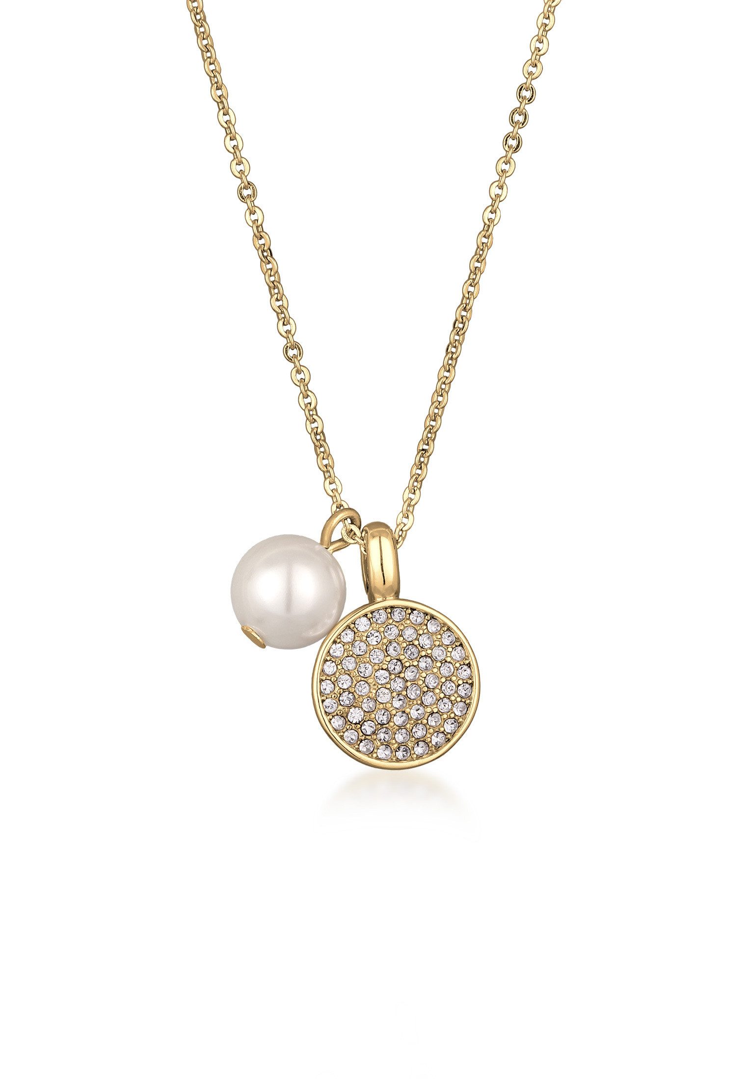 Elli Kette mit Anhänger Kristall Perlenanhänger Elegant Silberfarben günstig online kaufen