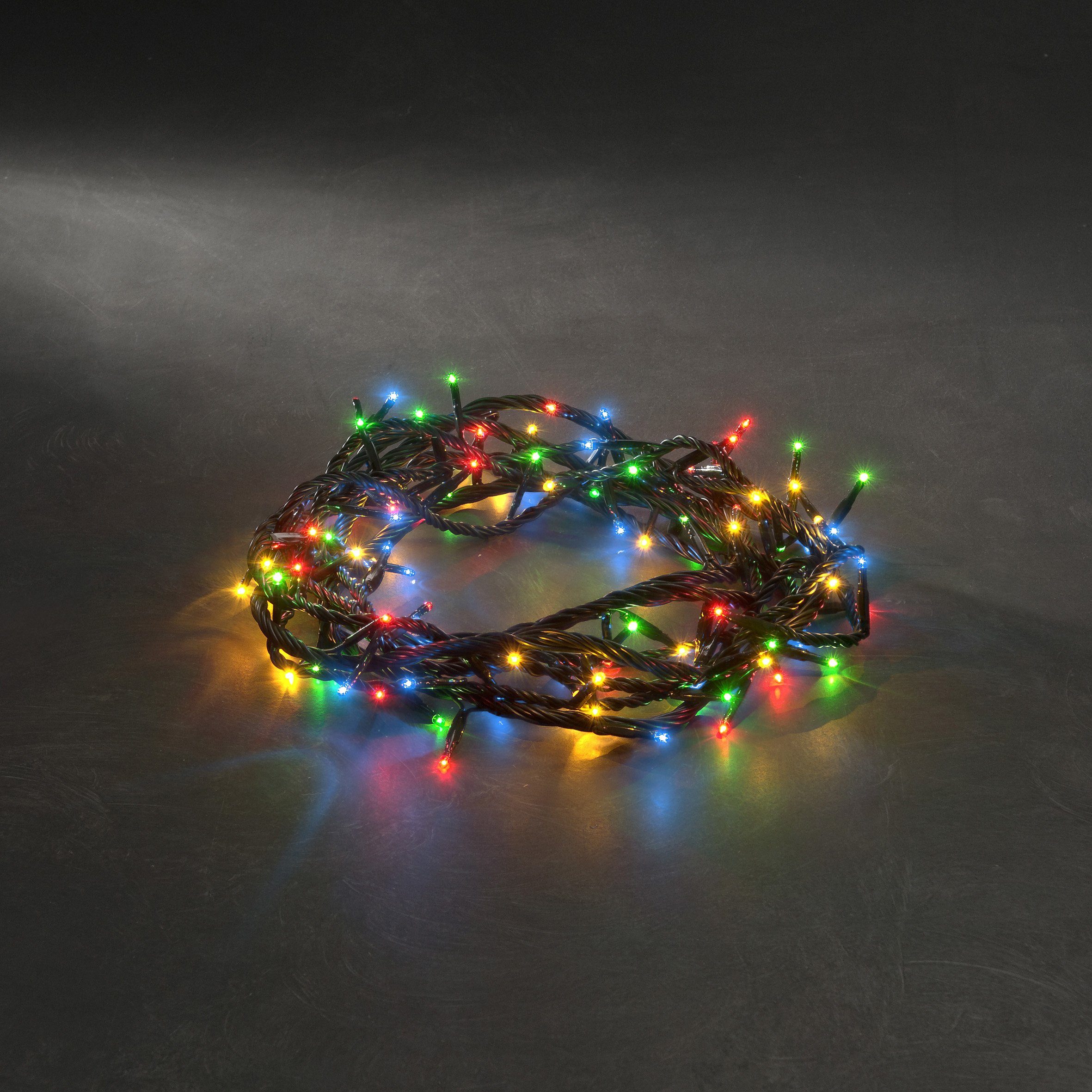 KONSTSMIDE Lichterkette Weihnachtsdeko aussen, 180-flammig, Microlight, verschweißt, mit 8 Funktionen, 180 bunte Birnen | Lichterketten