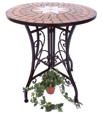 DanDiBo Gartentisch Tisch Mosaik Metall Mosaiktisch Ø 60 cm 12001 Gartentisch Mediterran Wetterfest Bistrotisch Beistelltisch Garten mit Naturstein