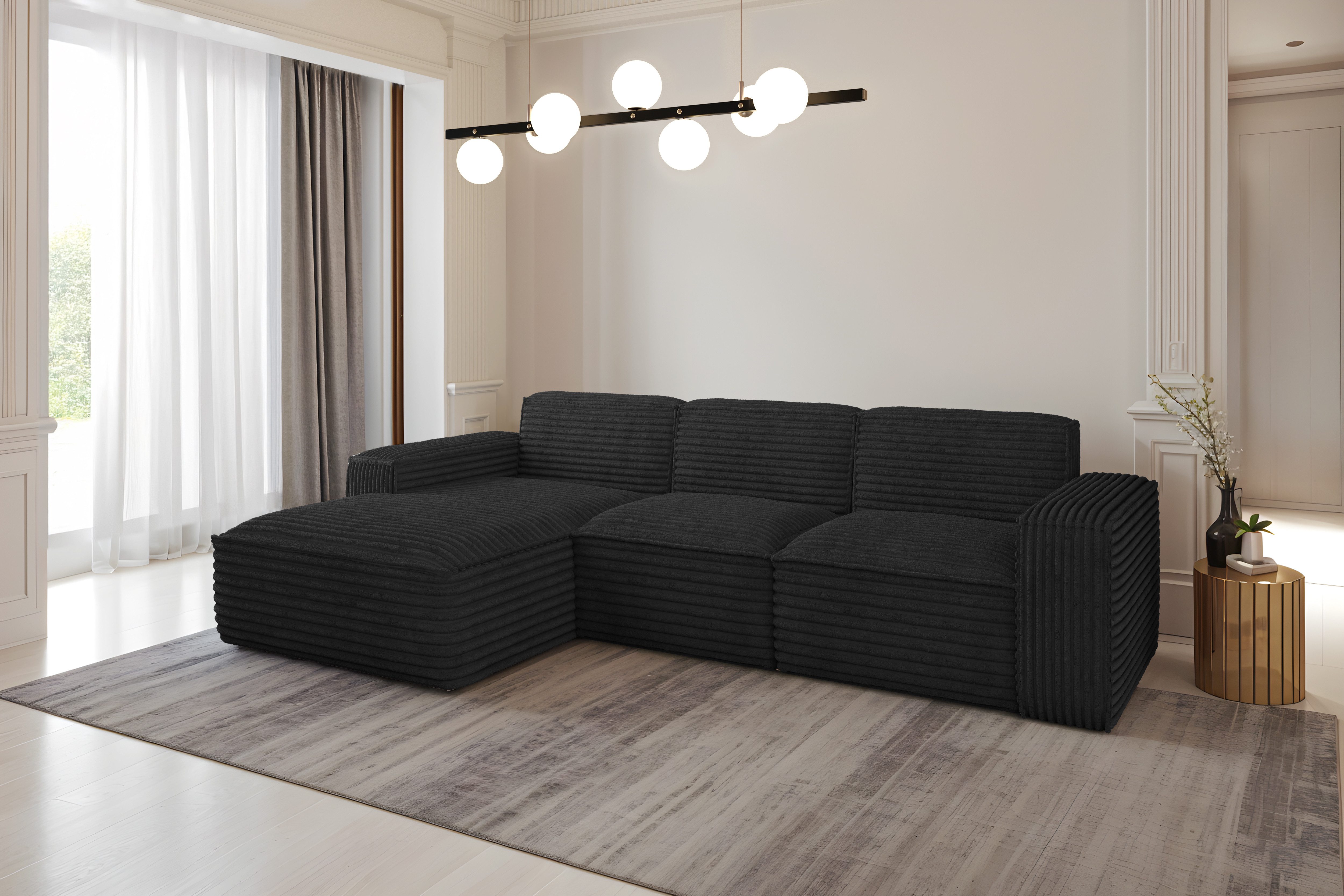Kaiser Möbel Ecksofa Eckcouch SIENA L-Form, Stoff Poso/Salvador/Maloy/Artico/Velo, Einzelsofa, Bequem, originelles Design, praktisch, viele Farben