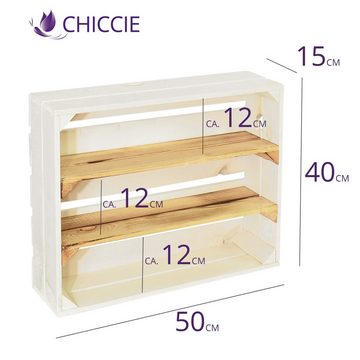 CHICCIE Holzkiste Holzregal 50x40x15cm - weiß geflammt 2x langes Regal (1 St)