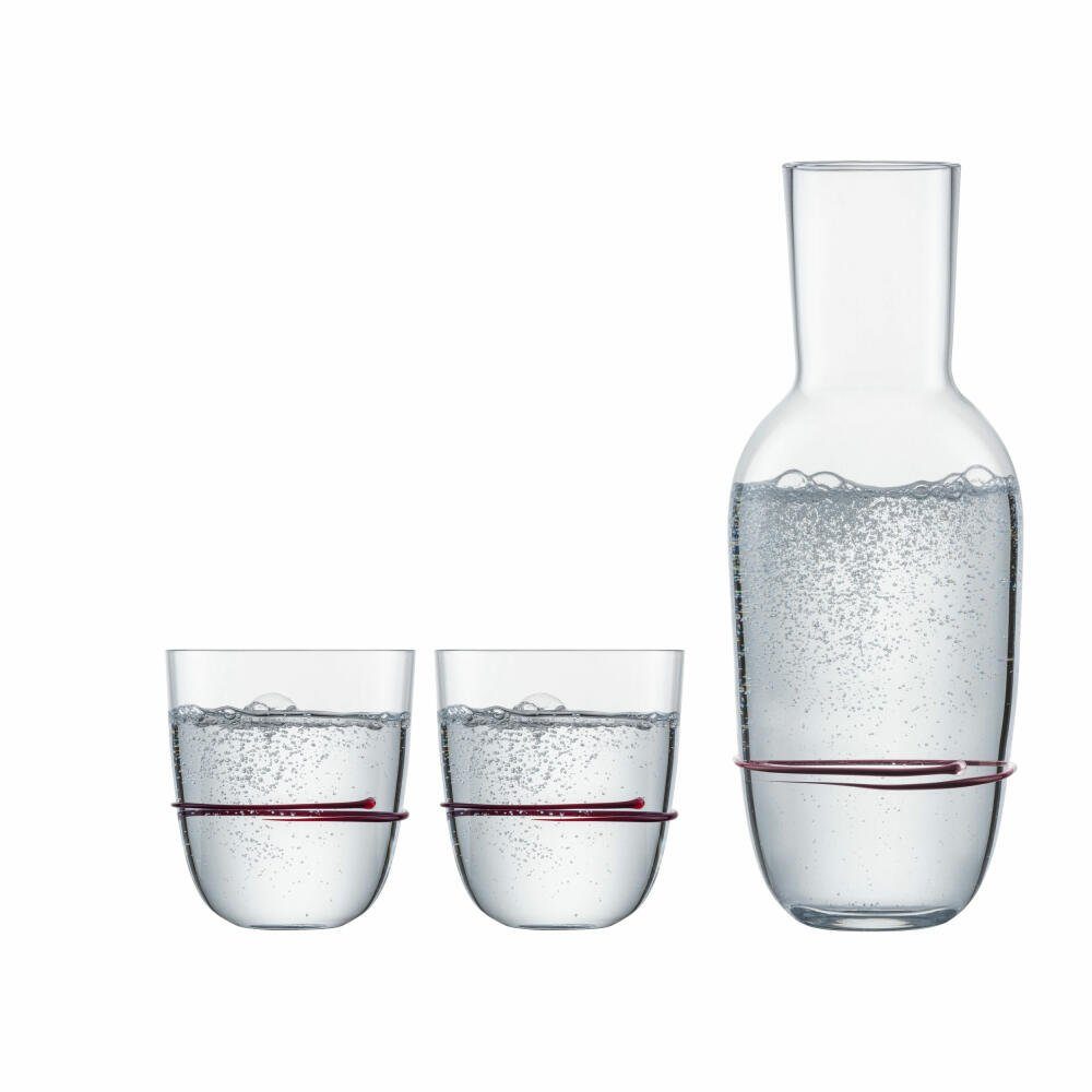 Zwiesel Glas Gläser-Set Aura Aubergine, 3-tlg., Glas, Karaffe mit 2 Bechern
