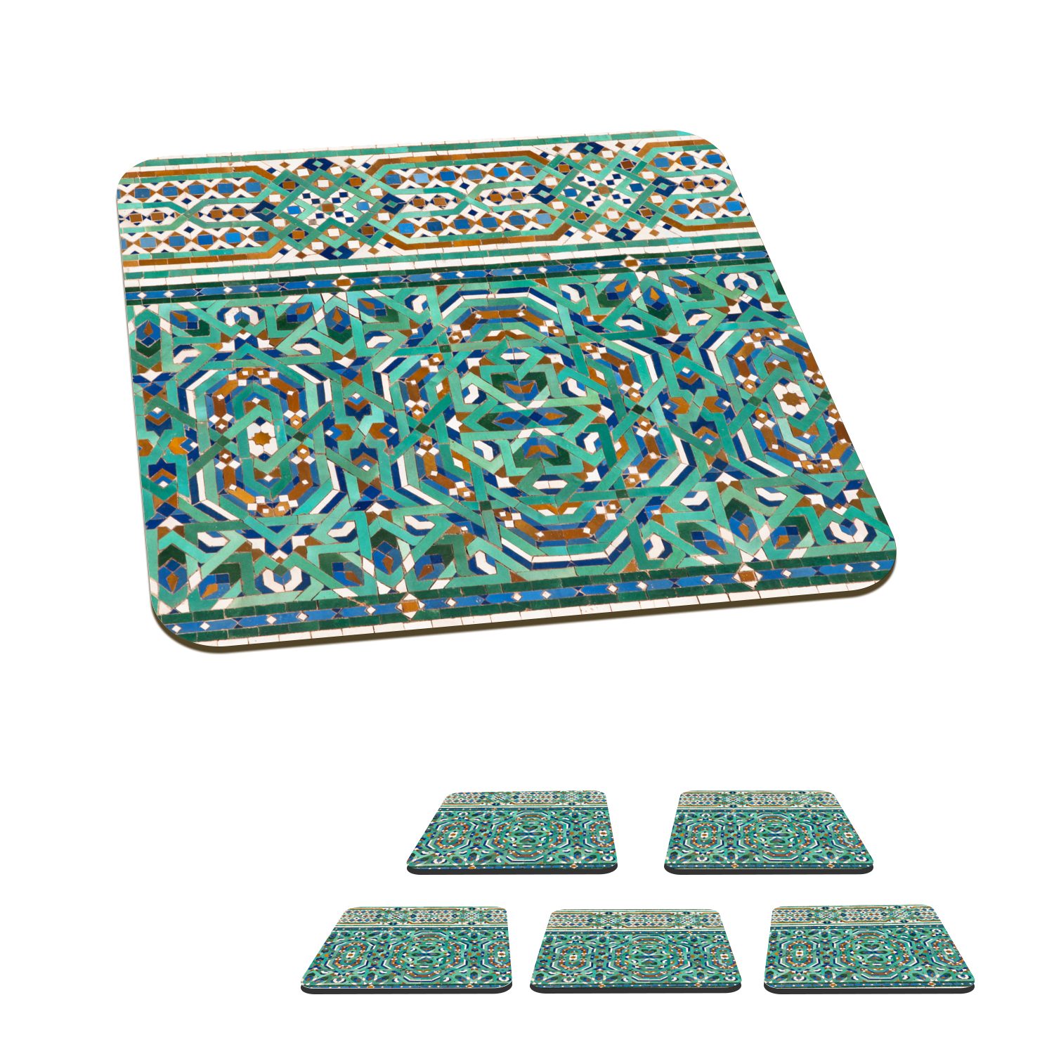 MuchoWow Glasuntersetzer Eine traditionelle marokkanische Mosaikdekoration, Zubehör für Gläser, 6-tlg., Glasuntersetzer, Tischuntersetzer, Korkuntersetzer, Untersetzer, Tasse