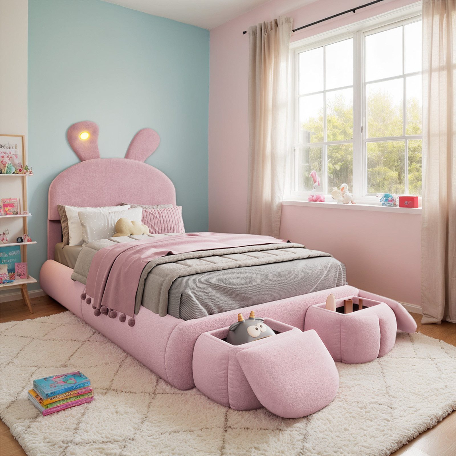 OKWISH Kinderbett Funktionsbett Stauraumbett Polsterbett (90x200 günstig online kaufen