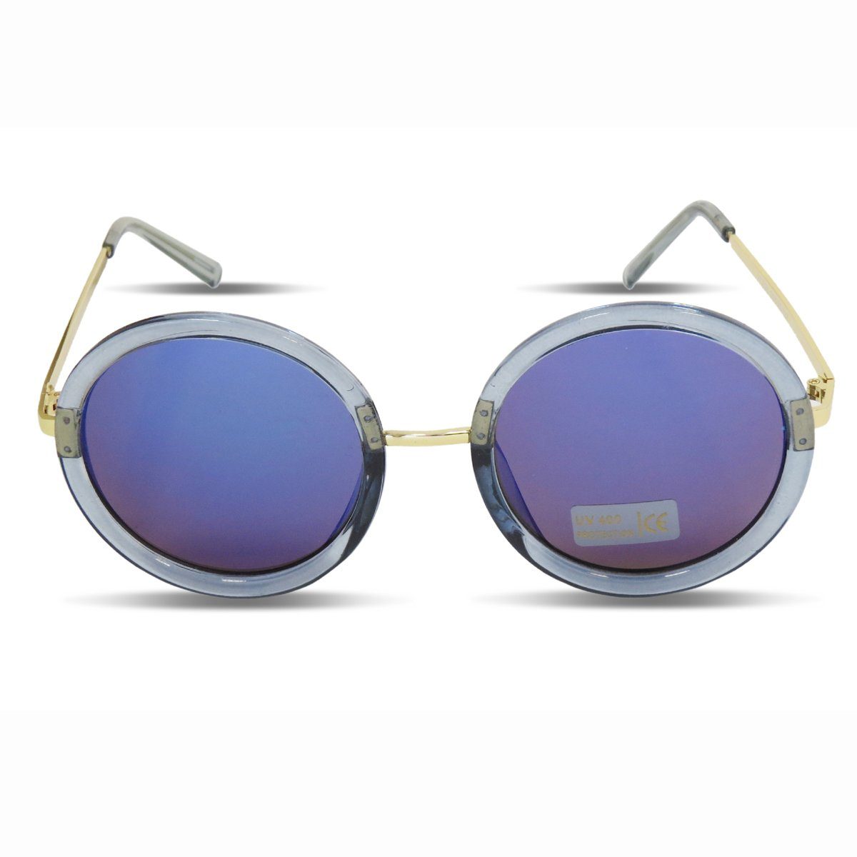 Trend Verspiegelt Onesize Sonnenbrille Rund Damen blau Sonnenbrille Sommer Originelli Sonia