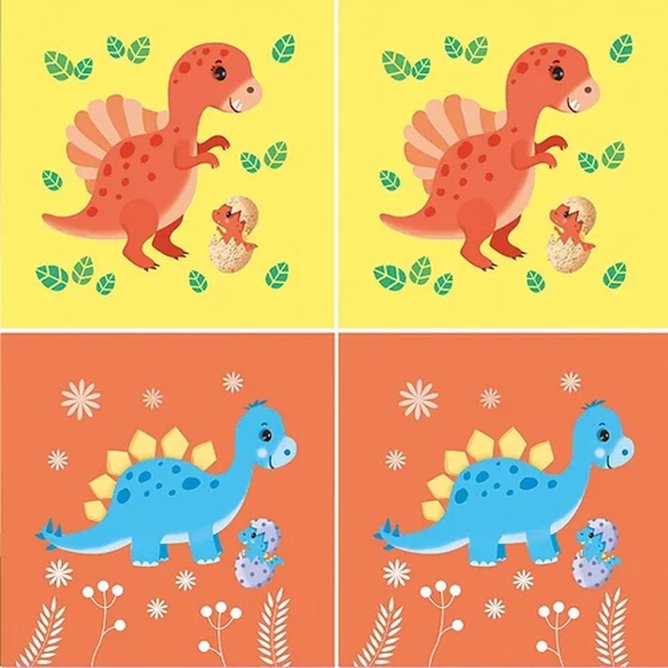 Motive Spiel Memory zum selbst verschiedene Dinos nähen Stoffpanel, Kreativset Kidifabrics -