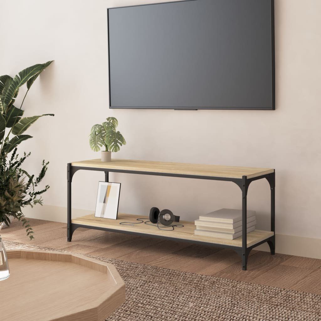 furnicato TV-Schrank Sonoma-Eiche 100x33x41 cm Holzwerkstoff und Stahl