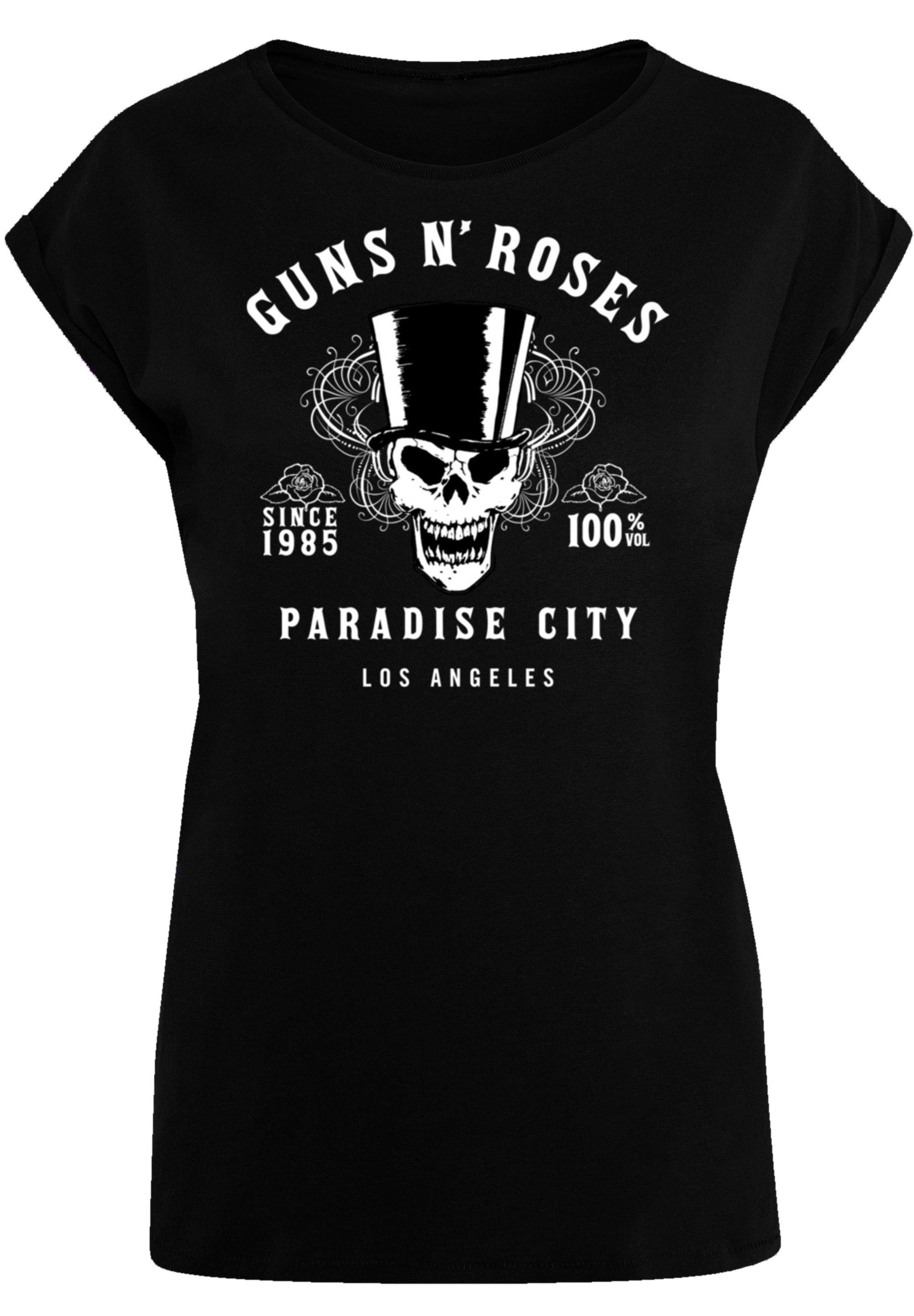 Band Sehr weicher Baumwollstoff Whiskey Rock T-Shirt Qualität, Label F4NT4STIC Roses Tragekomfort \'n\' mit Guns Premium hohem
