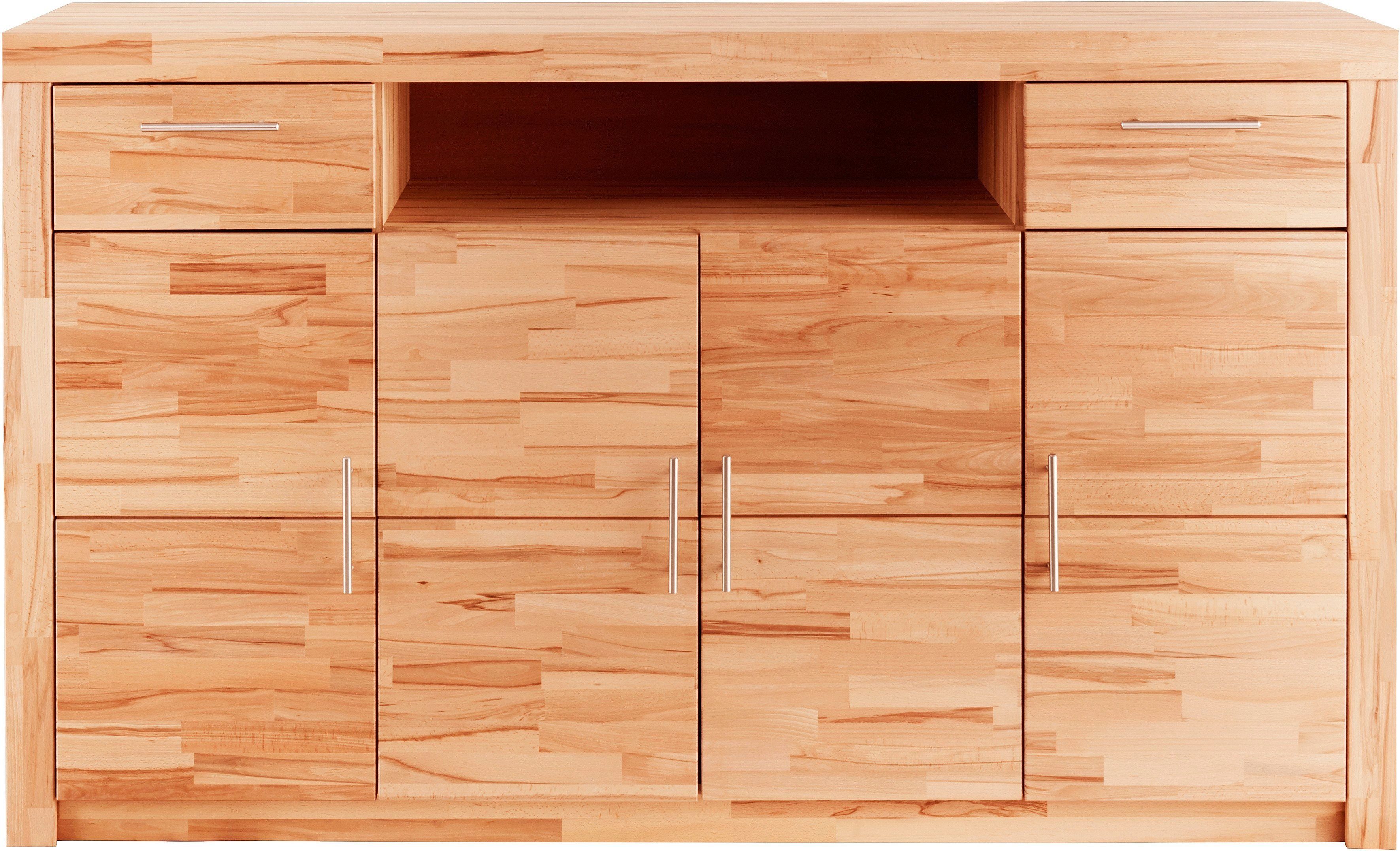 VOGL Möbelfabrik Highboard Toronto, opt. Glastüren, teilmassiv, Rahmenoptik, Made in Germany