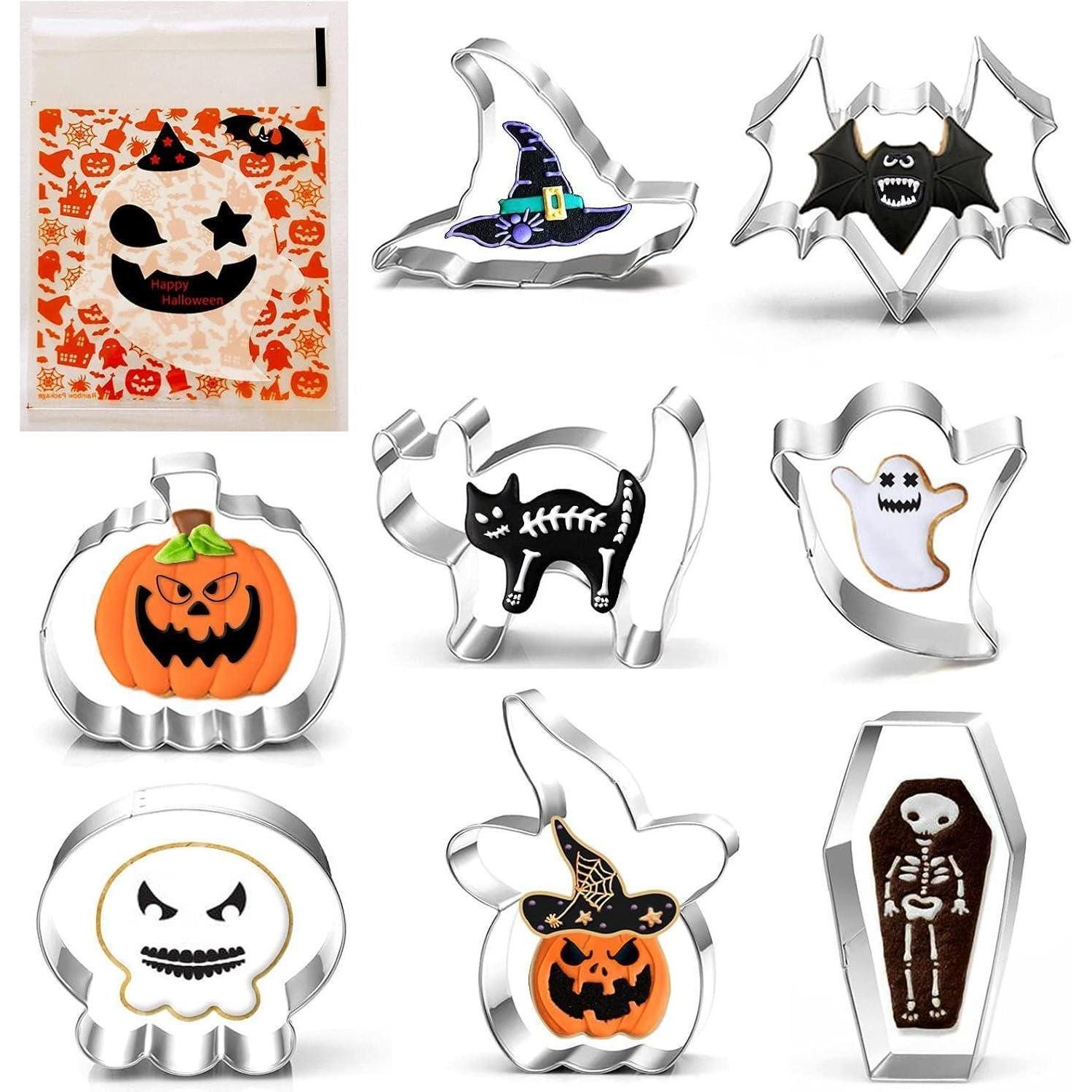 LuxusKollektion Ausstechform Keksausstecher 8teilig Kürbis Geist Totenkopf Fledermaus Halloween