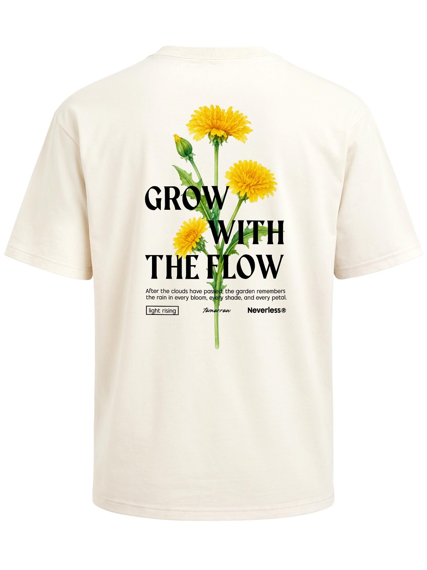 Neverless Oversize-Shirt Herren T-Shirt - Dandelion - Oversized Relaxed Fit Printshirt Sommer mit Print