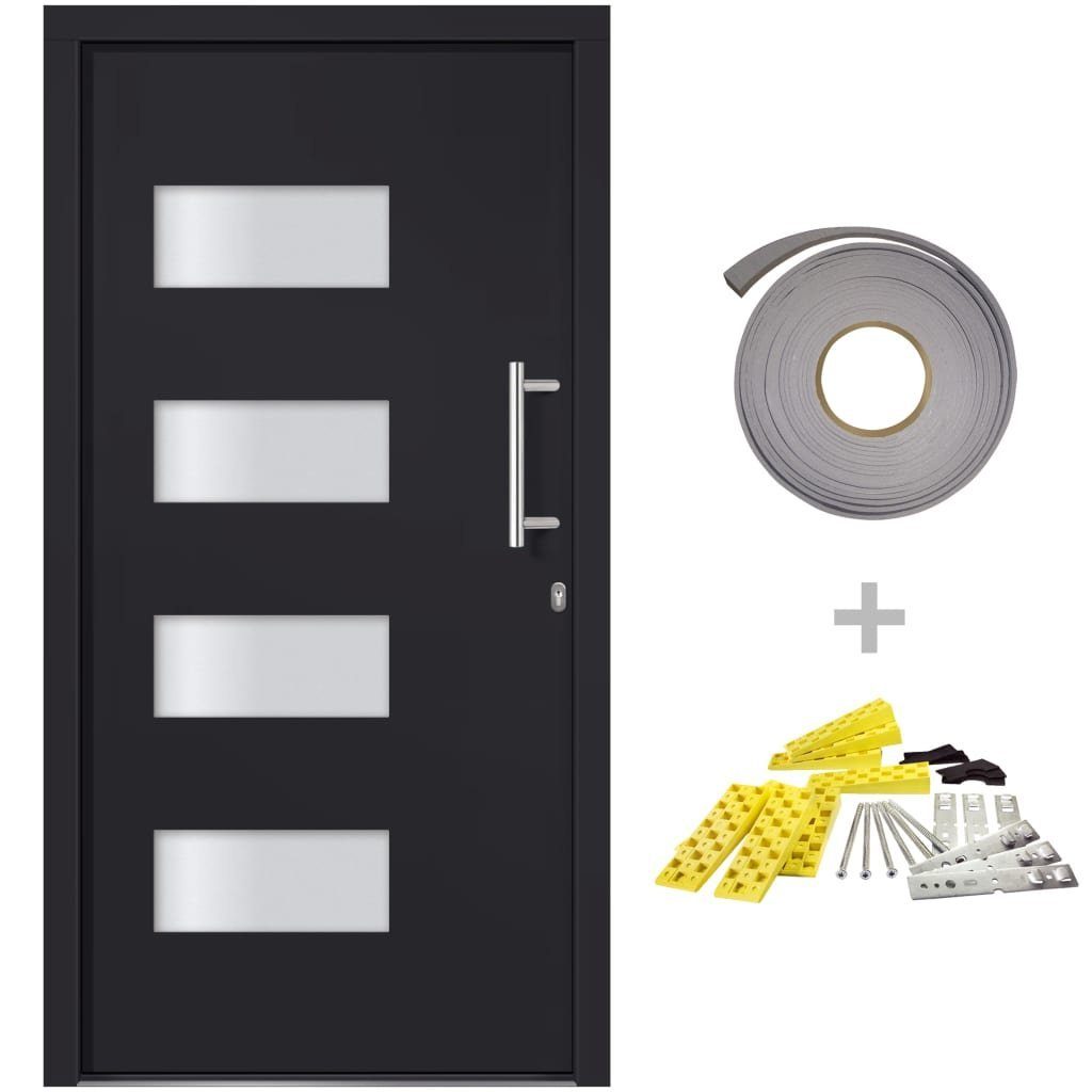 vidaXL Haustür 100 x 200 cm Haustür Aluminium und PVC Anthrazit 100x200 cm Eingangstü