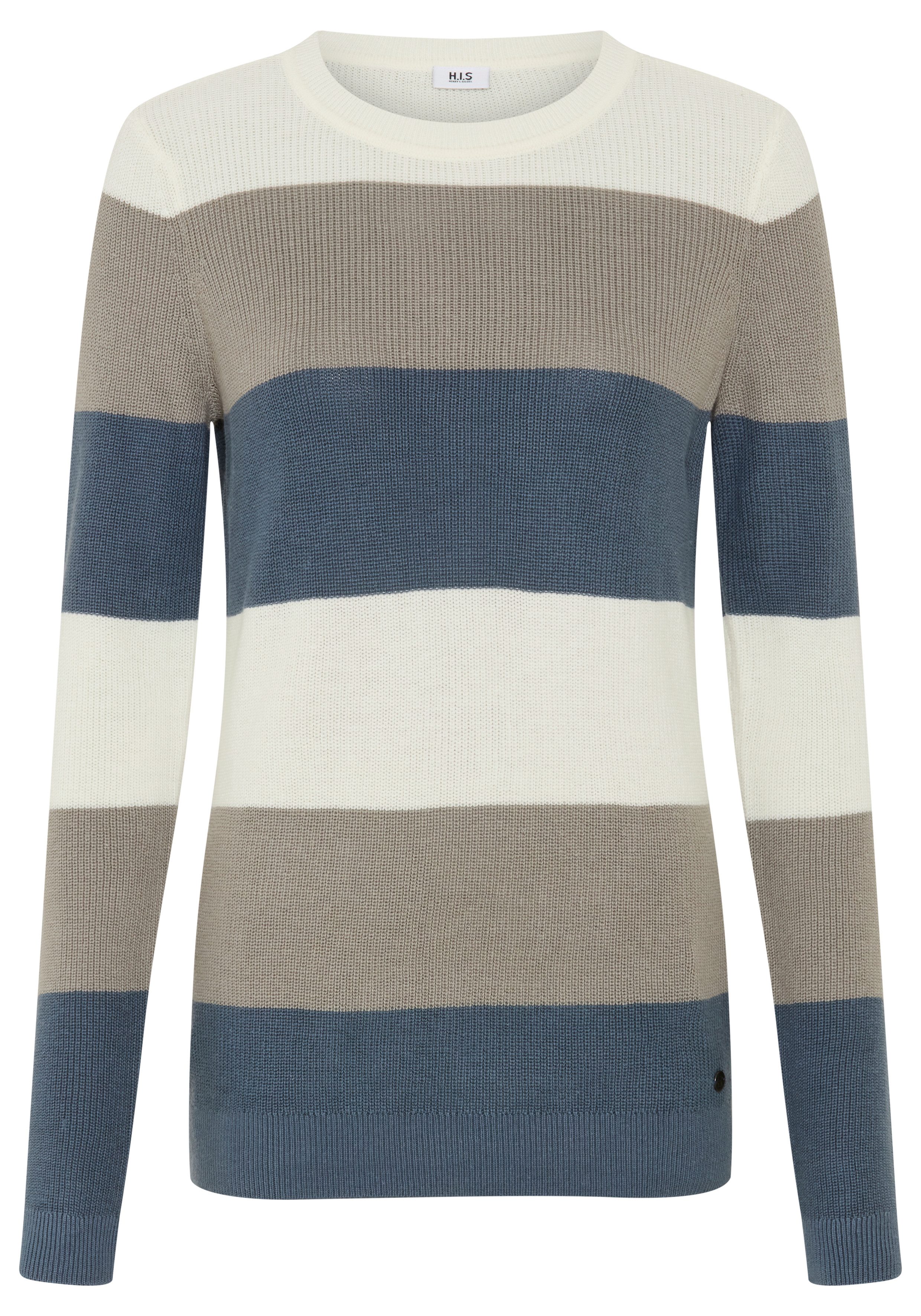 H.I.S Strickpullover in Streifenoptik mit Rundhalsausschnitt