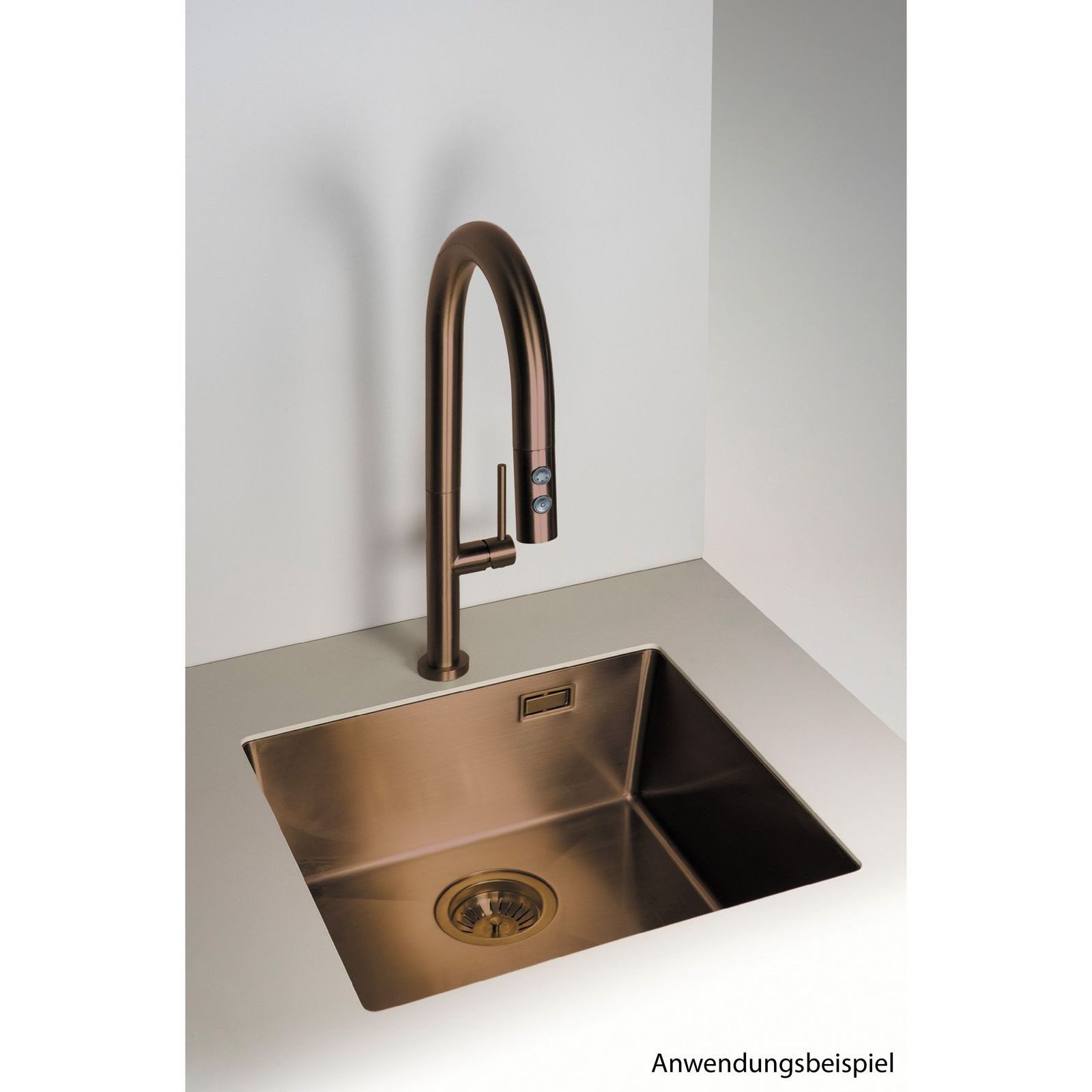 Deante Edelstahlspüle Einbauspülbecken Bronzefarben eckig 55 cm Edelstahl mit Siphon, 50.5/55 cm, (Komplett-Set)