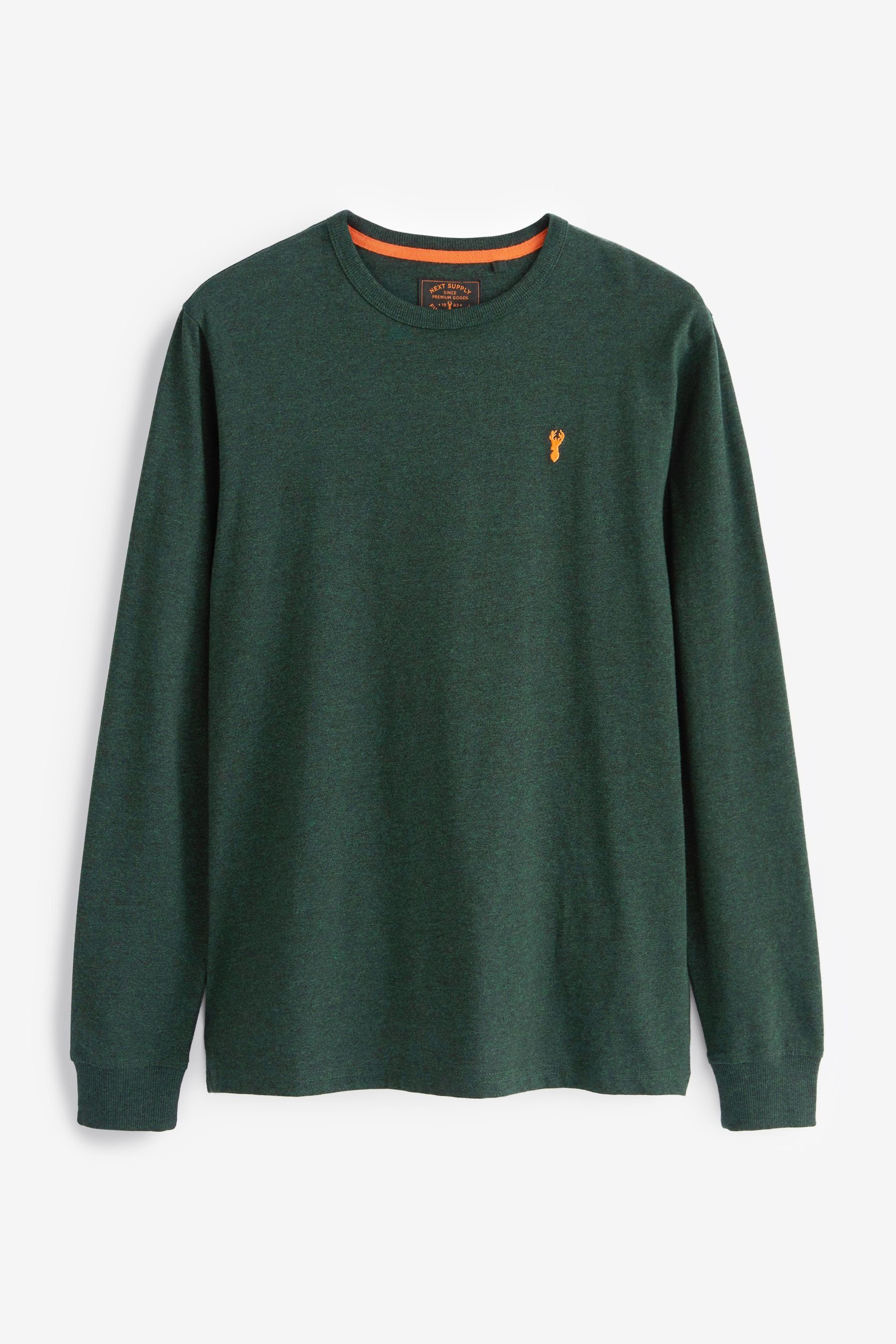 Next Langarmshirt (1-tlg) Dark Green Marl Stag | Shirts