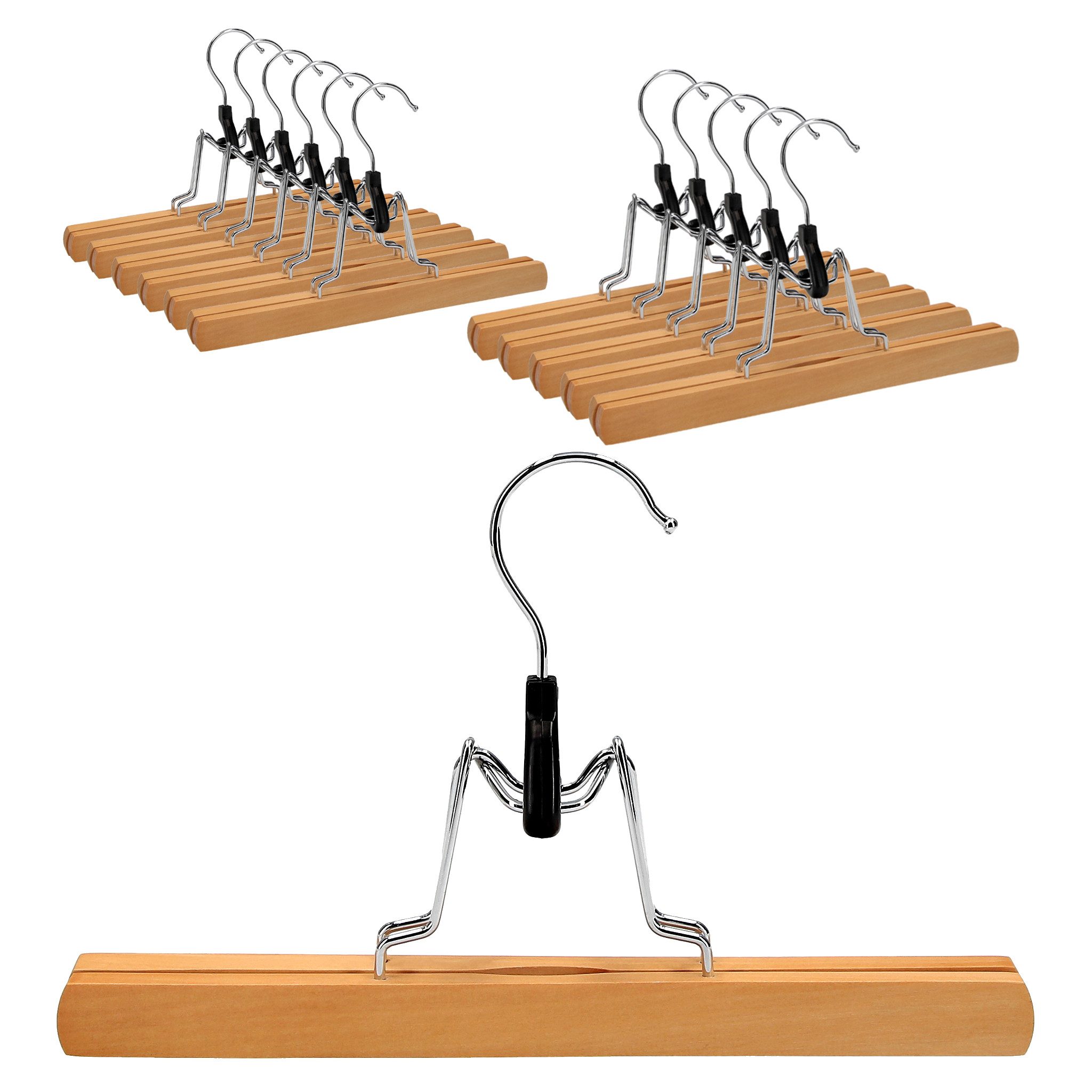 Generisch Kleiderbügel 12x Hosenspanner aus Holz 24,5 × 16 cm rutschfest, p günstig online kaufen