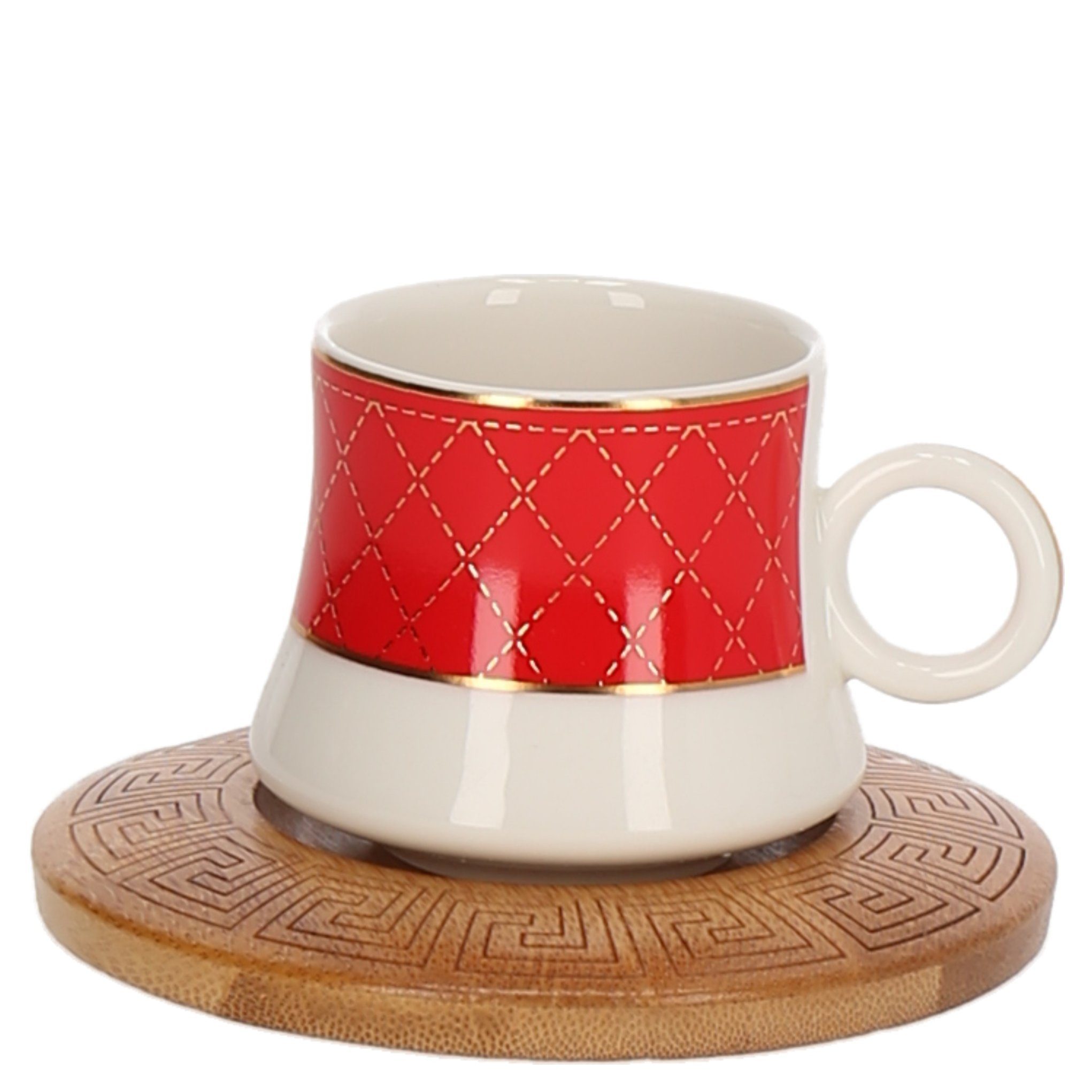 cofi1453 Kombiservice 6er Set Espressotassen mit Untertasse und Tablett Mokkaservice