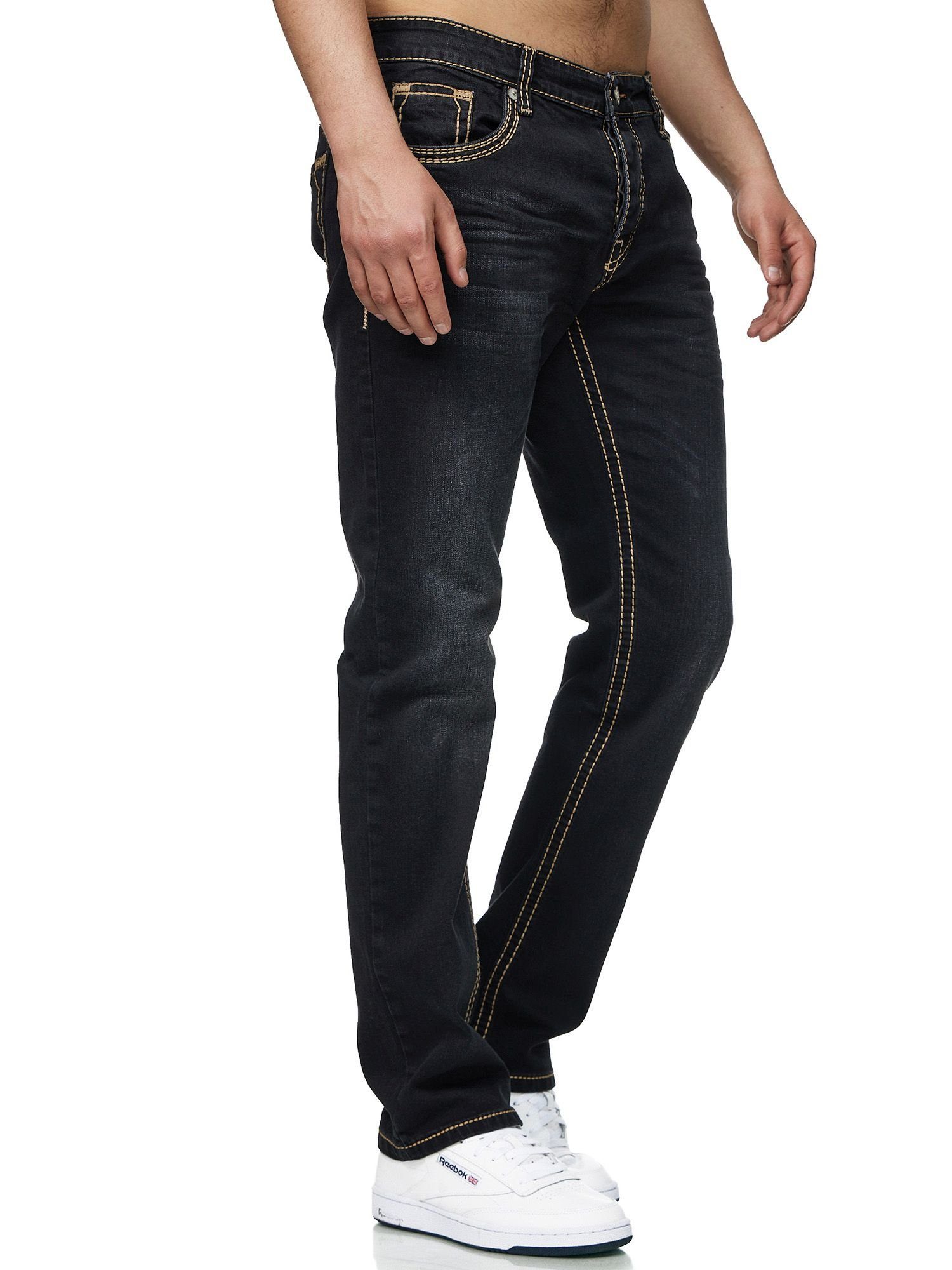 John Kayna Slim-fit-Jeans Herren Designerjeans Jeanshose Regular Designer Jeans Herrenjeans Fit Freizeit,Casual Herrenho (Jeanshose Schwarz 1-tlg) Bootcut, Denim