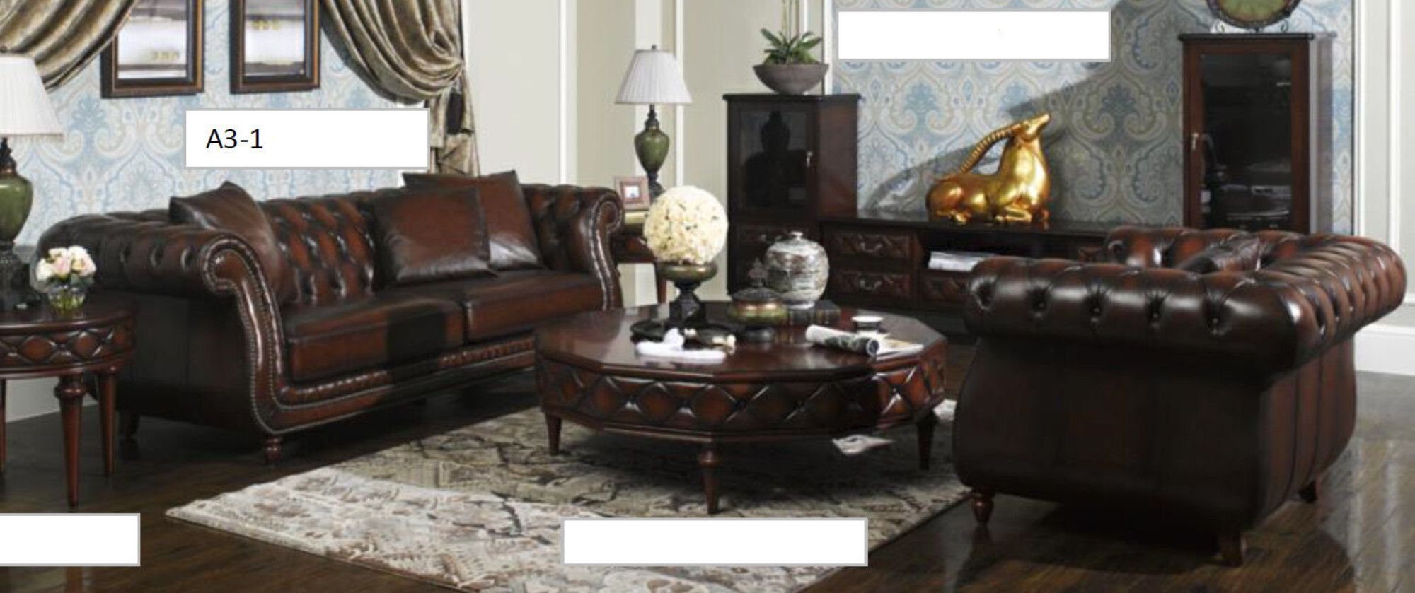 3 Garnitur Klassische Chesterfield JVmoebel Echtes Couch 100% Chesterfield-Sofa, Polster Sitzer