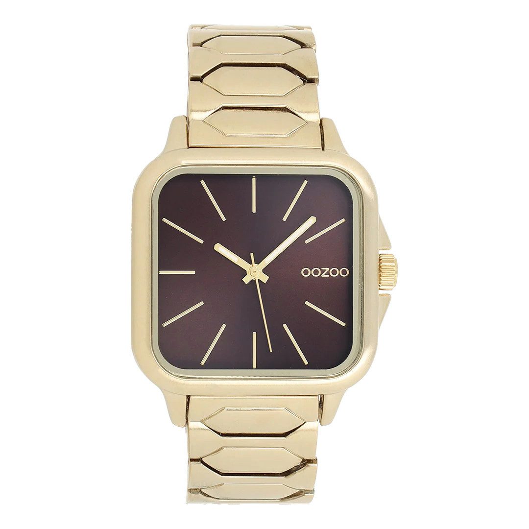 Quarzuhr C11607 Armbanduhr – IP Gold – Bordeaux Zifferblatt – Edelstahlband