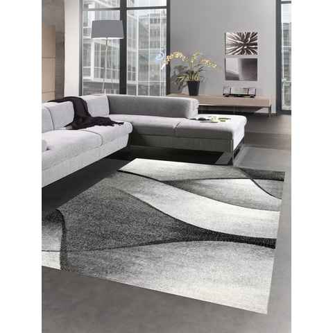 Teppich Teppich Wohnzimmer modernes Wellen Design in grau anthrazit - pflegeleicht, Carpetia, rechteckig, Höhe: 8 mm
