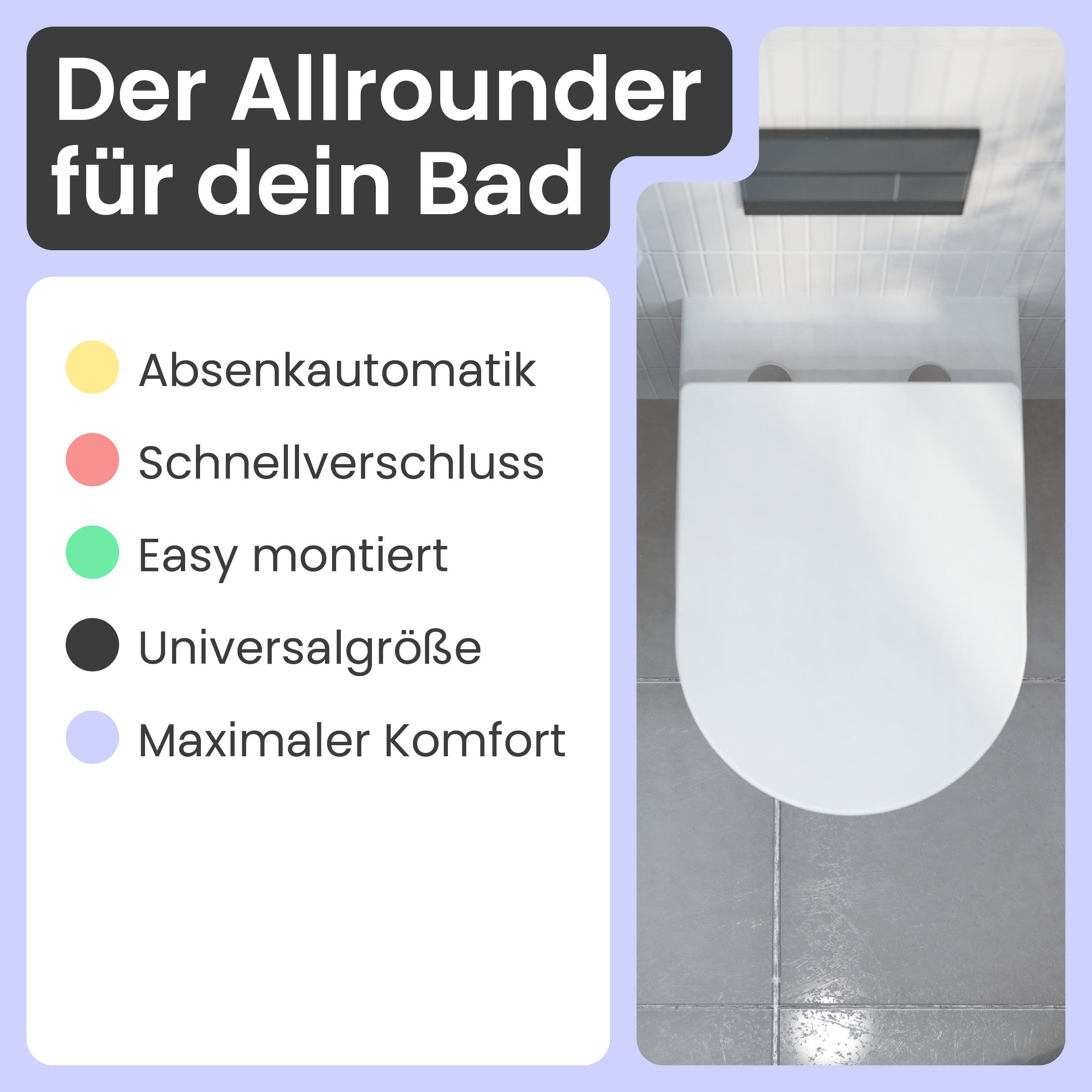instmaier WC-Sitz instmaier Helma, Toilettendeckel mit Absenkautomatik, Absenkautomatik, zur Reinigung abnehmbar, Duroplast