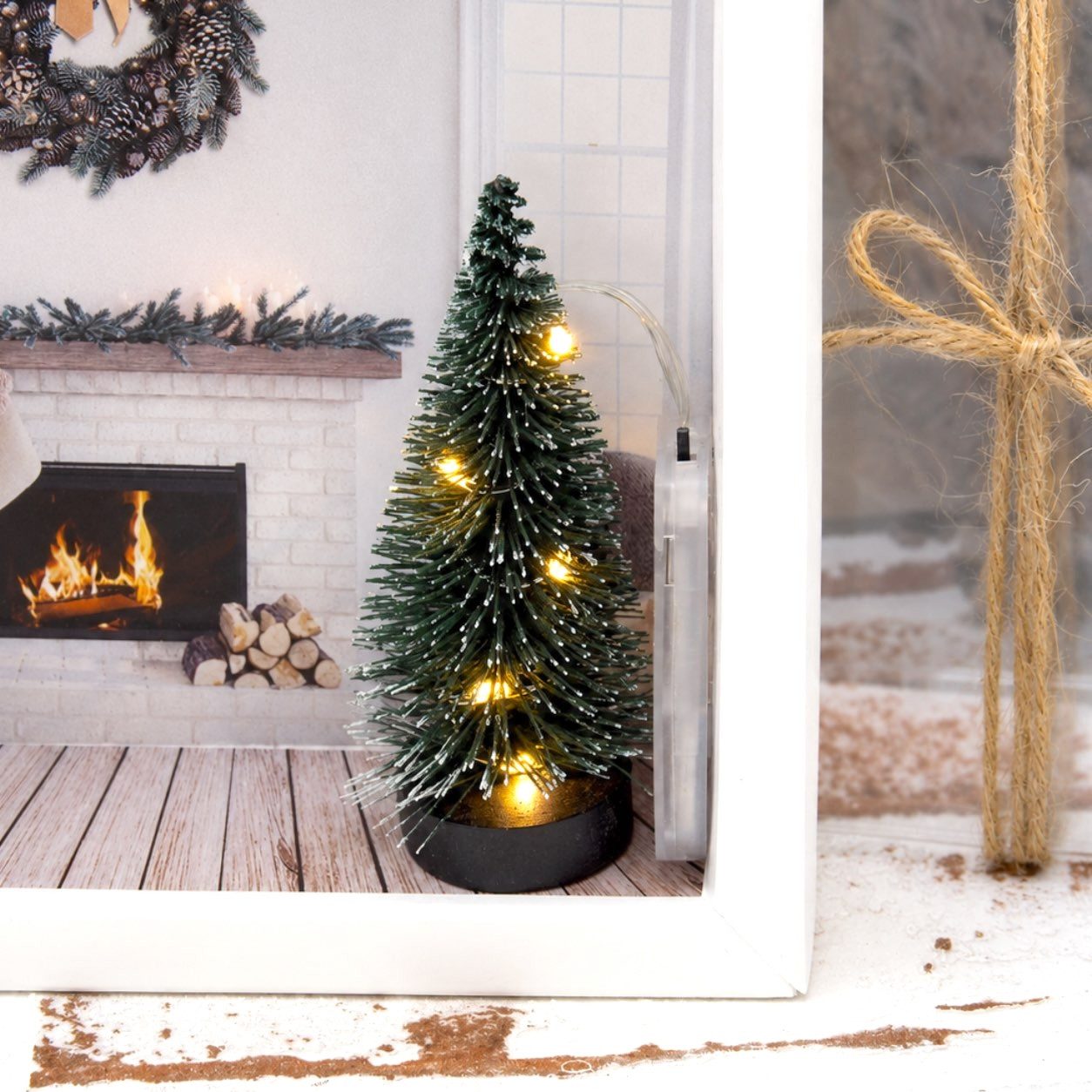 ZauberDeko Geschenkbox Geldgeschenk Verpackung Weihnachten XMAS Kamin LED Lichterkette – Bild 5 von 5