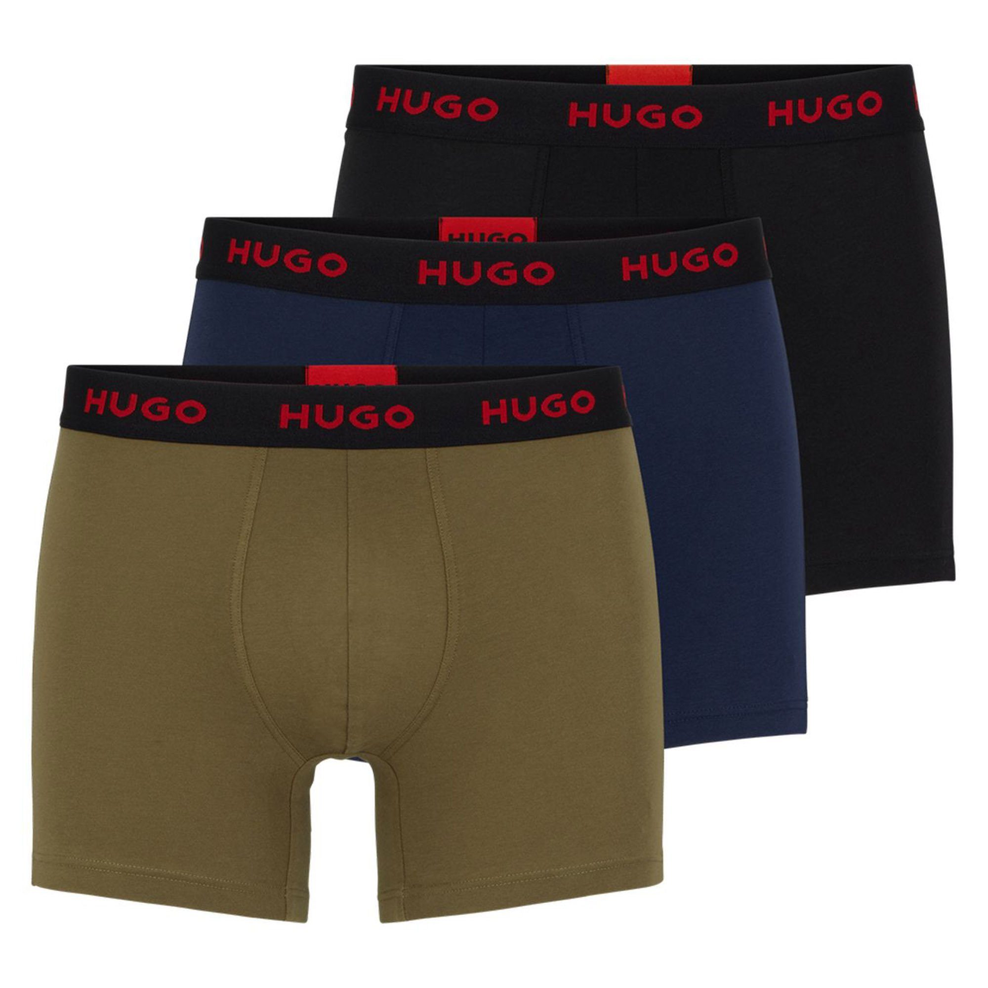 3er HUGO - Dunkelblau Briefs Boxer Boxer Herren Boxershorts, Pack