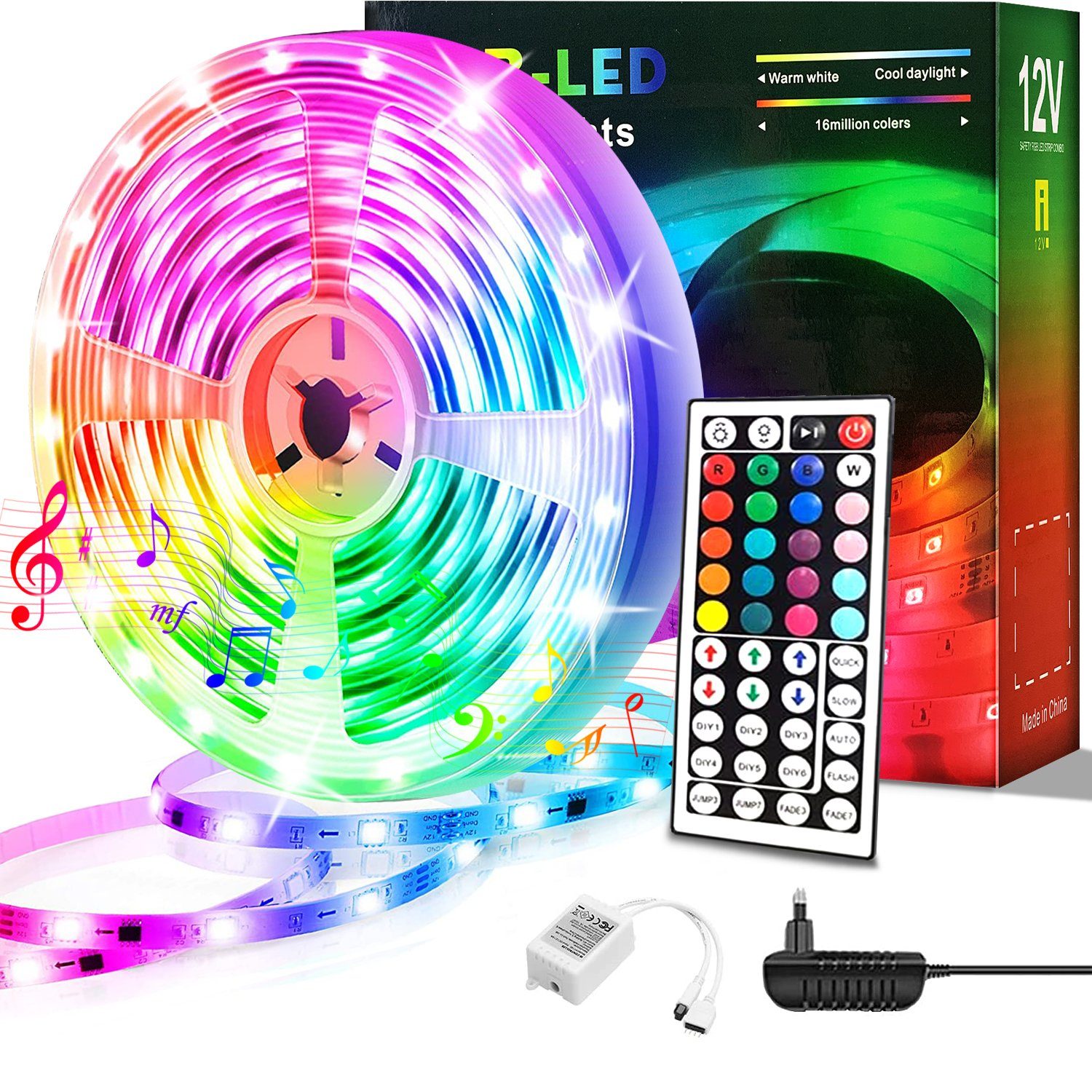 Oneid LED-Streifen LED Strip 10m,RGB Streifen,Farbwechsel LED Band mit IR  Fernbedienung