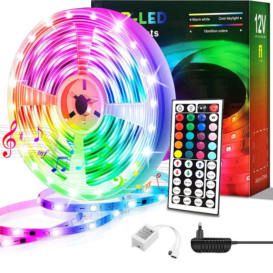 Oneid LED-Streifen LED Strip 10m,RGB Streifen,Farbwechsel LED Band mit IR  Fernbedienung