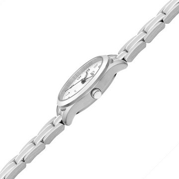 Selva Technik Quarzuhr SELVA Quarz-Armbanduhr mit Edelstahlband Zifferblatt weiß Ø 27mm