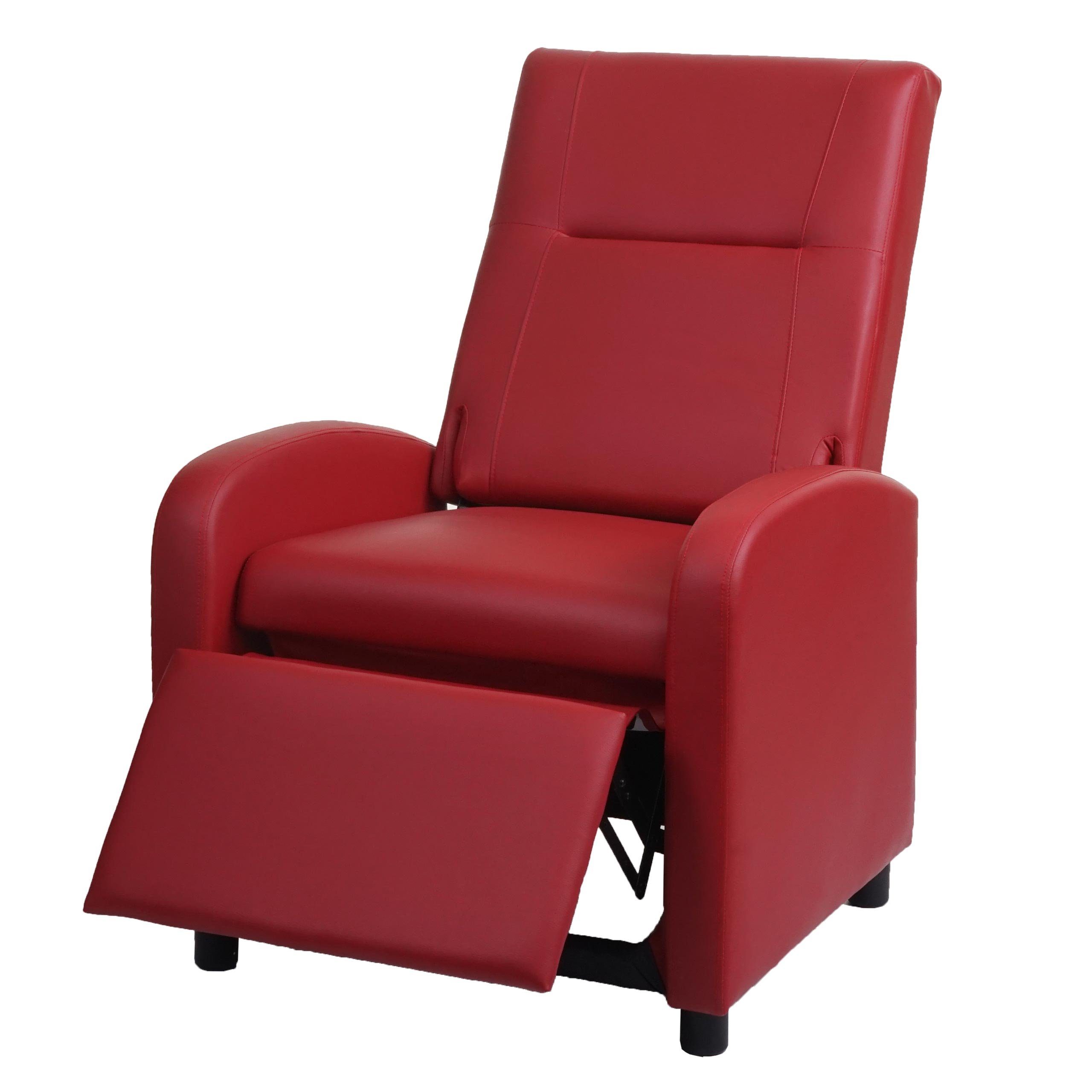 MCW TV-Sessel MCW-H18, Synchrone Verstellung der Rücken- und Fußlehne, Synchrone Verstellung der Rücken- und Fußlehne, Klappbare Rückenlehne rot