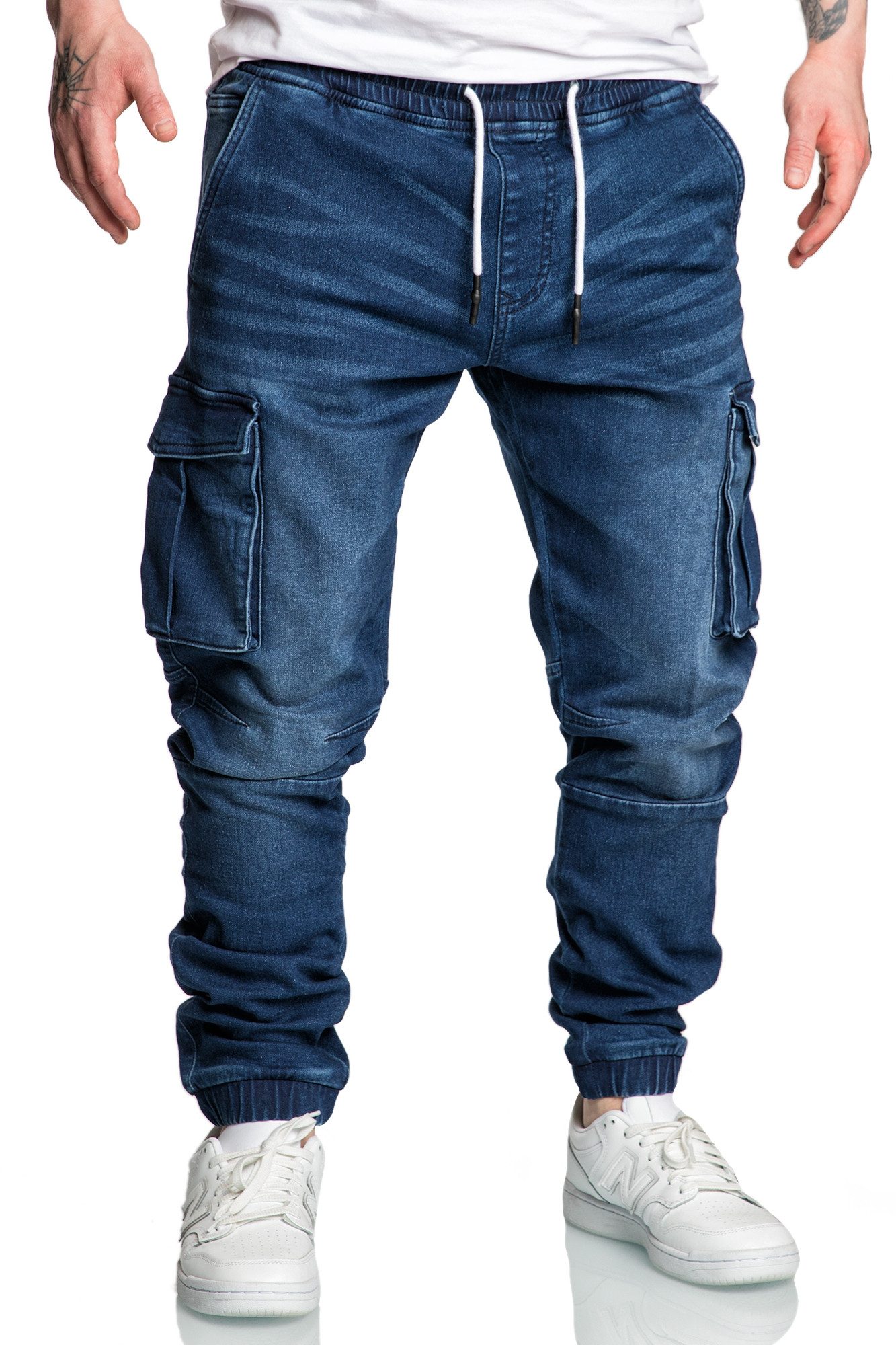 Amaci&Sons Cargojeans ALSIP Sweathose im Denim Look Herren Sweathose in Stretch Denim Jeans – Bild 4 von 5