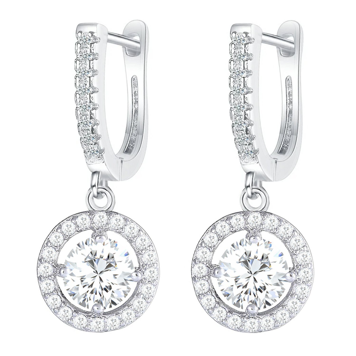 LÖB Paar Creolen Silber Creolen Zirkonia Glitzer Stein Anhänger Rund Ohrrin günstig online kaufen