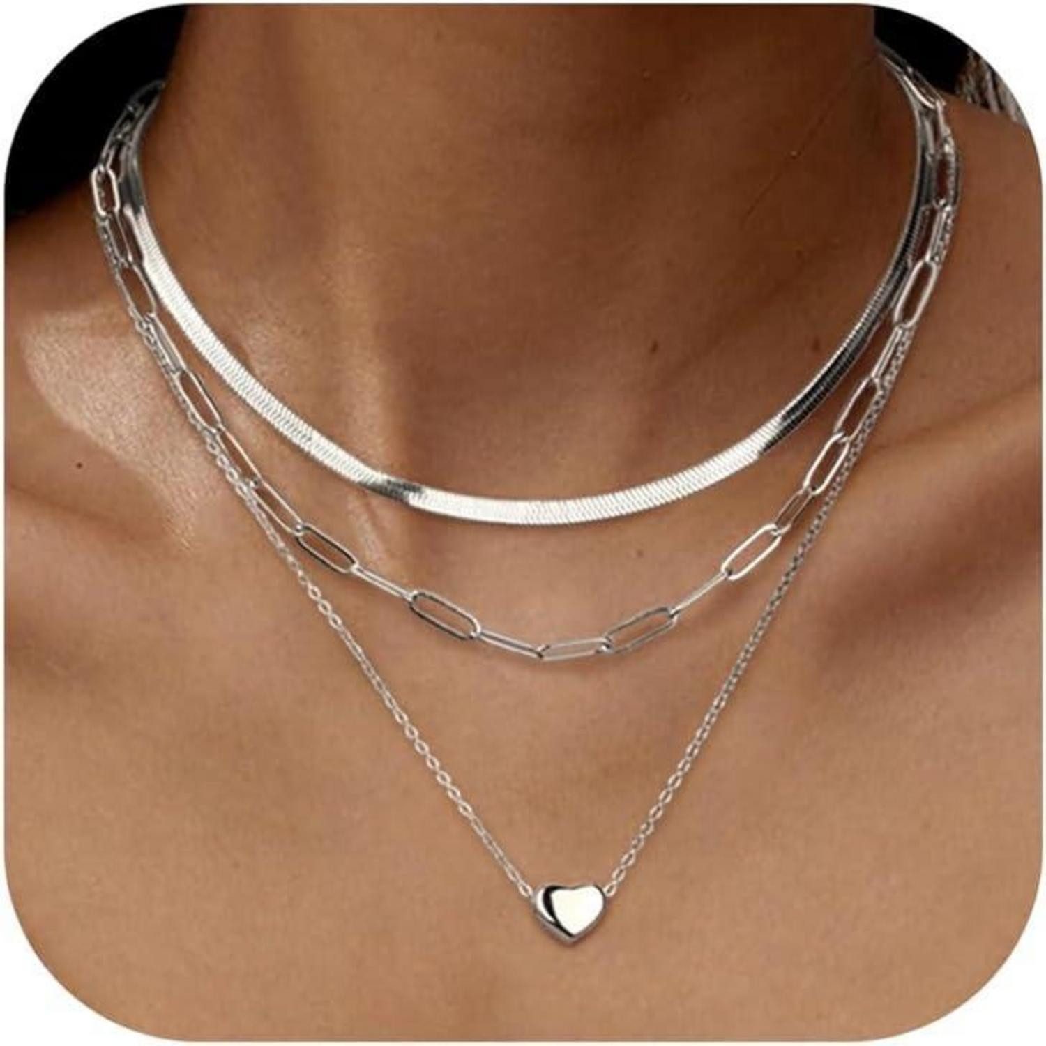 LuxusKollektion Edelstahlketten-Set Stapelbare Damen Halsketten Set Edelsta günstig online kaufen