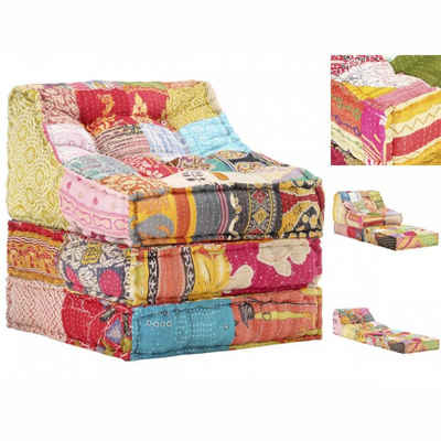 vidaXL Sofa Modularer Pouf Patchwork Stoff