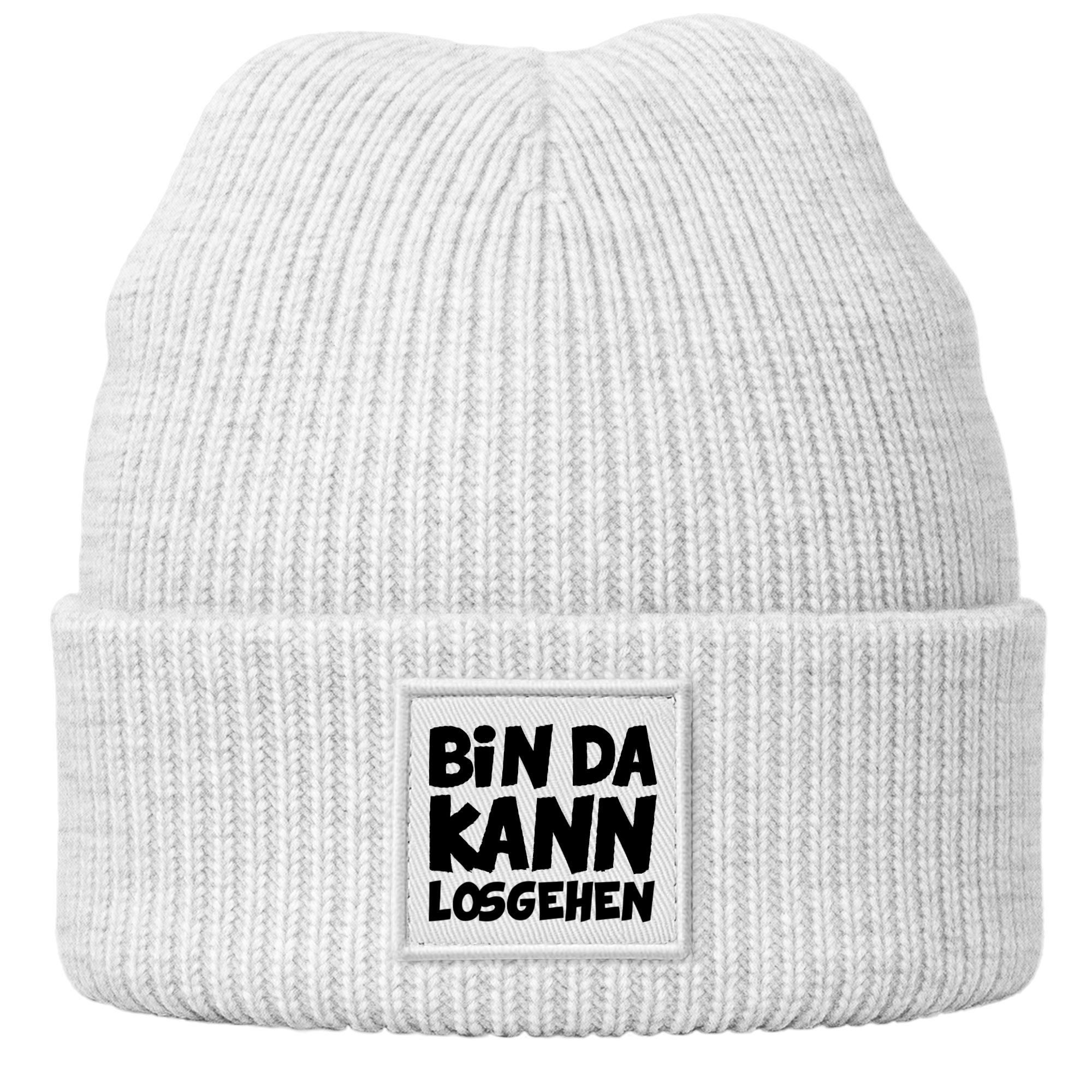 Beanie Damen Beanie mit Spruch Bin da kann losgehen Statement Wintermütze