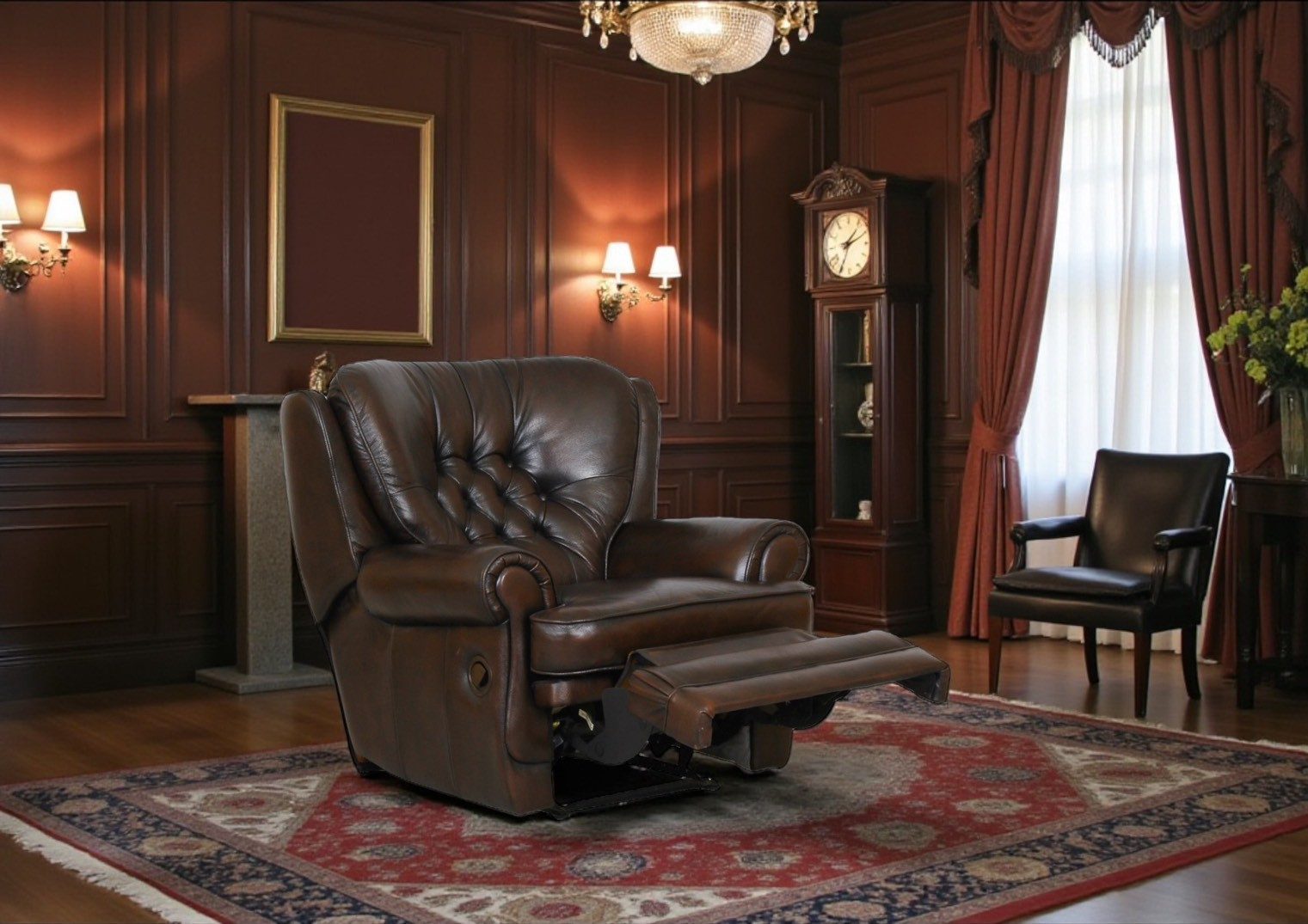 Salottini Chesterfield-Sessel SOFORT LIEFERBAR Chesterfield Ohrensessel Sting Recliner Sessel, Vollleder